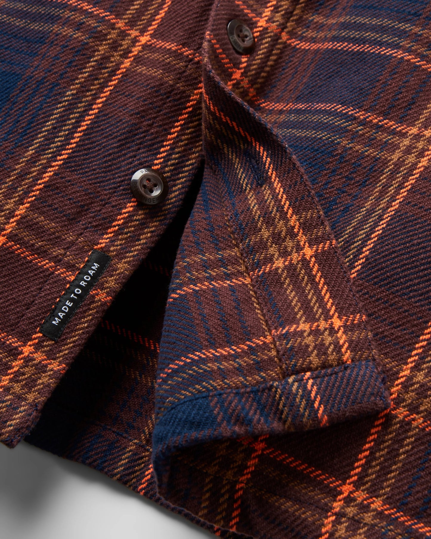 Island Heavy Twill Shirt - Rich Navy/Espresso Check - Flatlay