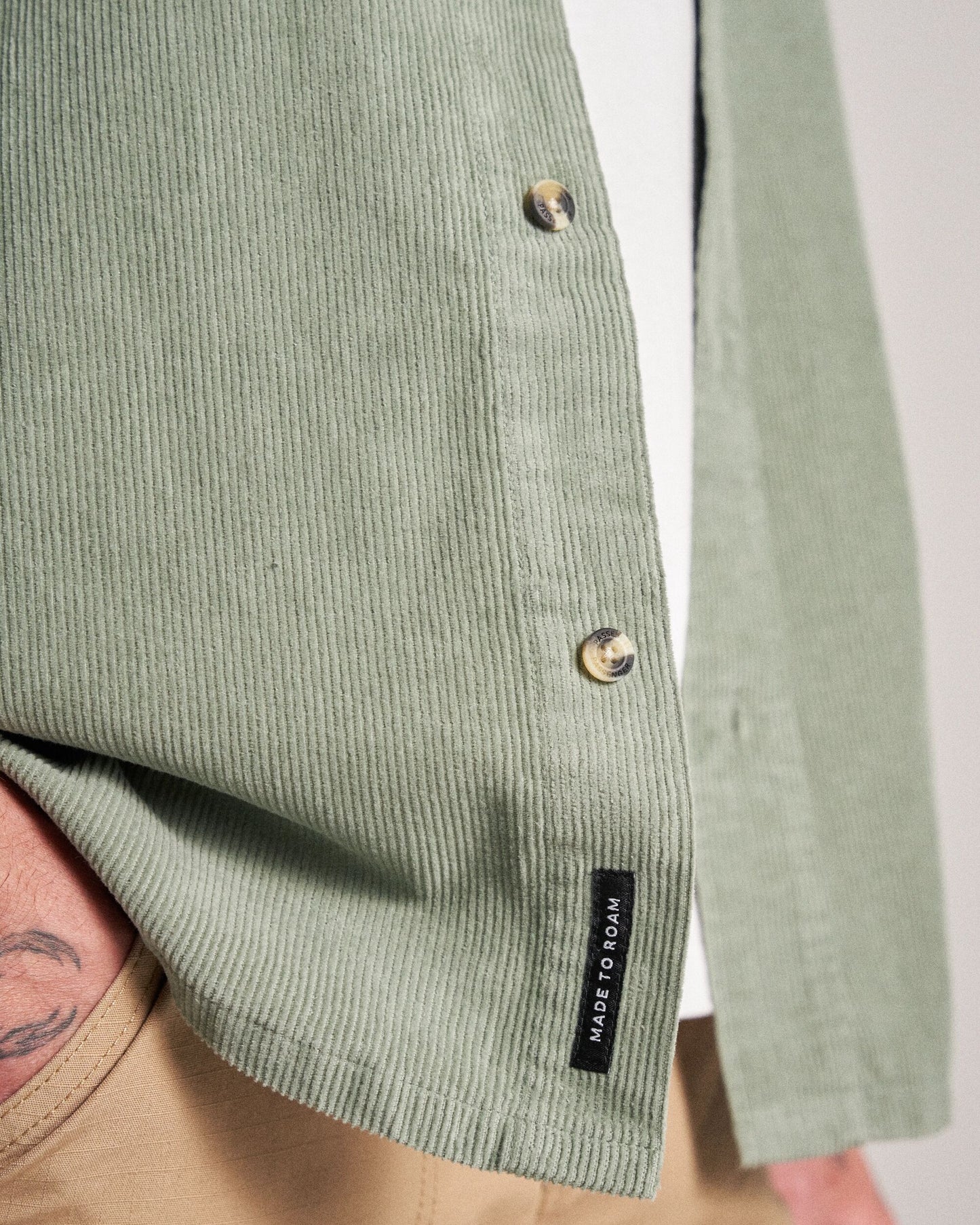 Backcountry Cord Shirt - Pistachio - Studio Model