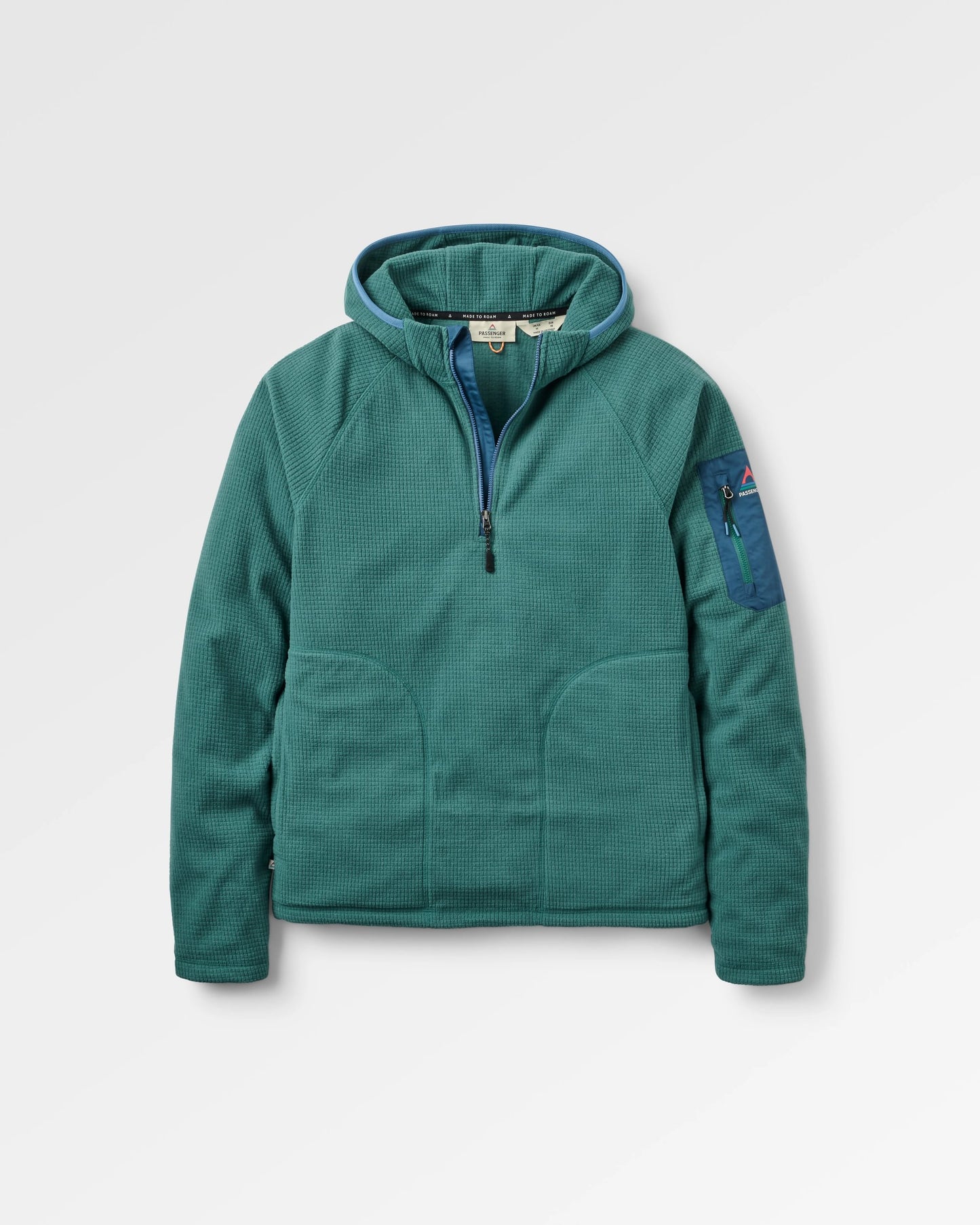 Forestscape Recycled Fleece Hoodie - Deep Ocean - Flatlay