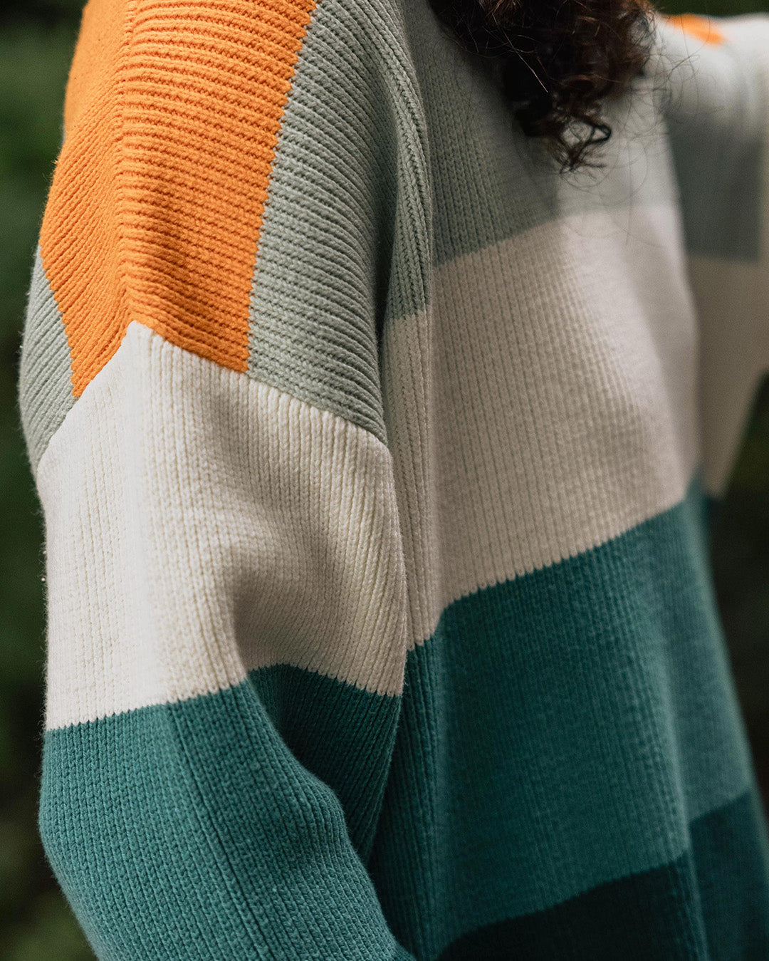 Moments Oversized Organic Knitted Jumper - Multi Stripe - Lifestyle