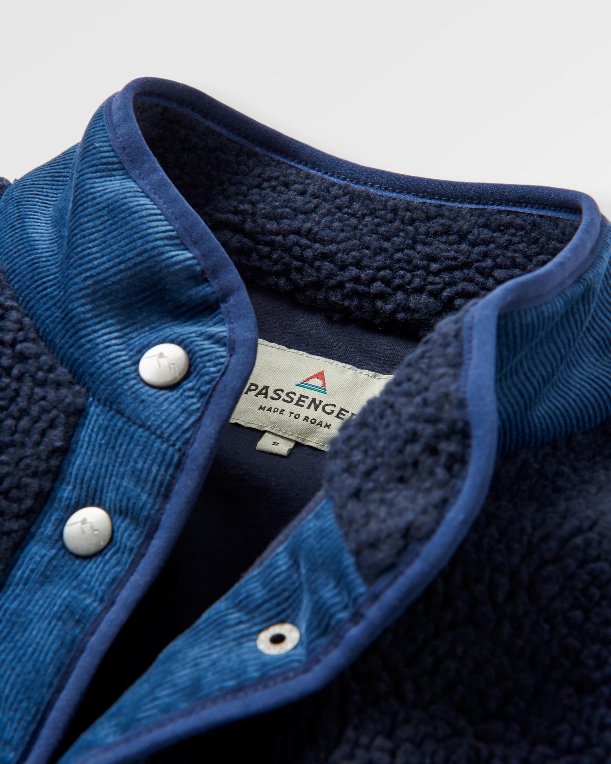 Clover Recycled Cotton-Lined Sherpa Fleece - Deep Navy - Flatlay