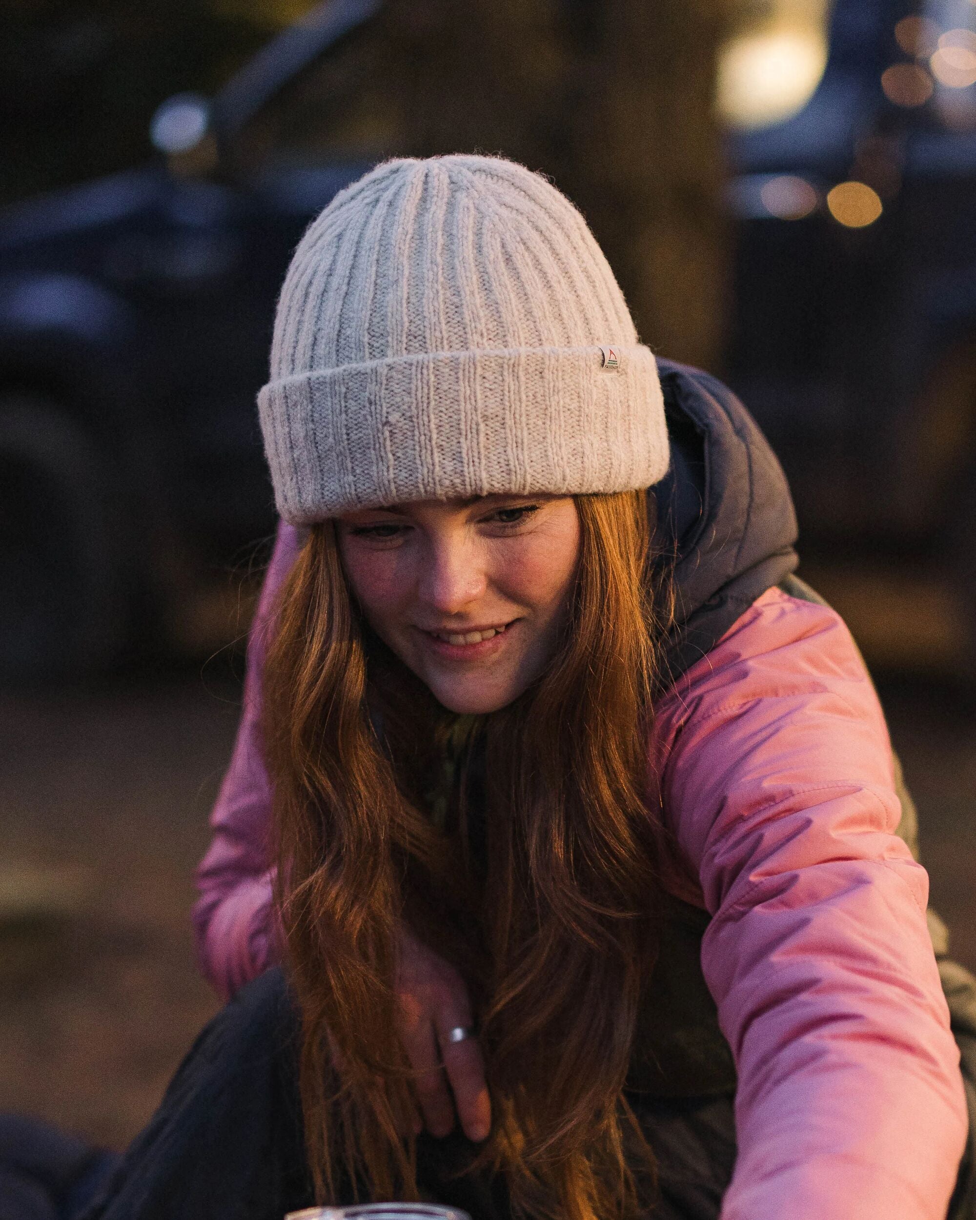 Fisherman Merino Wool Beanie - Vintage White - Lifestyle - Female