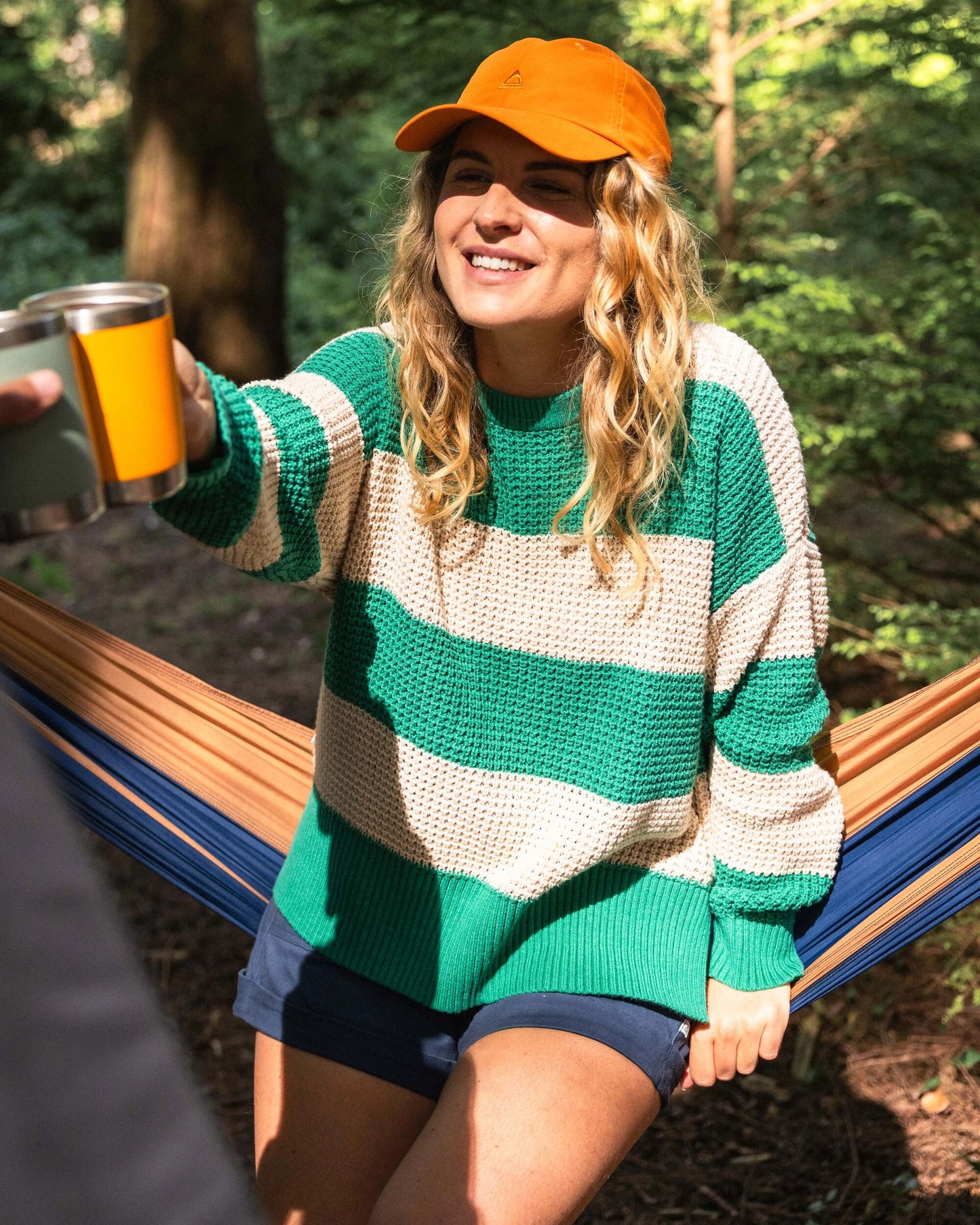 Reflection Stripey Jumper - Vintage White/Greenlake Stripe - Lifestyle