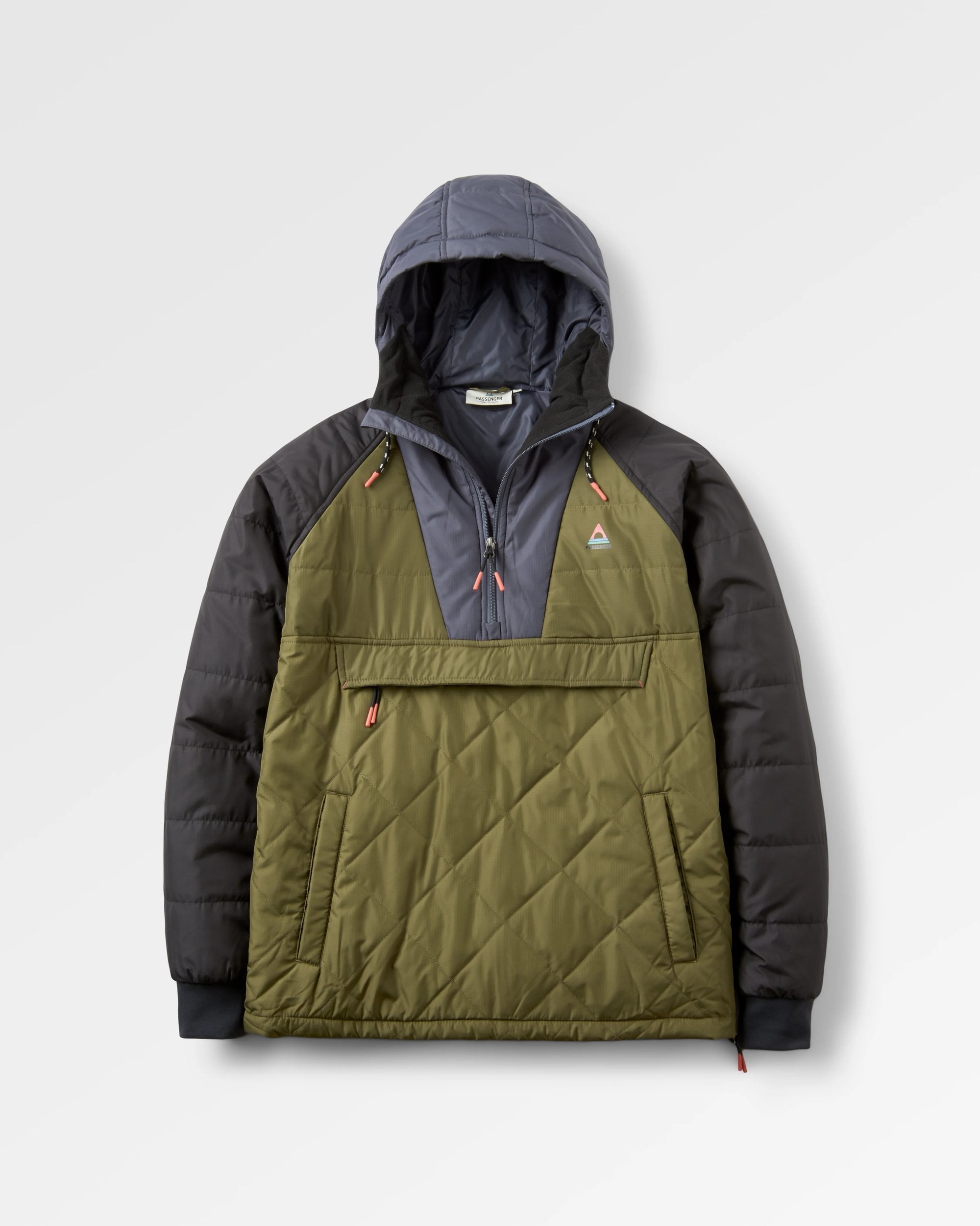 Oceanic Recycled Insulated 1/2 Zip Jacket - Black/Khaki - Flatlay