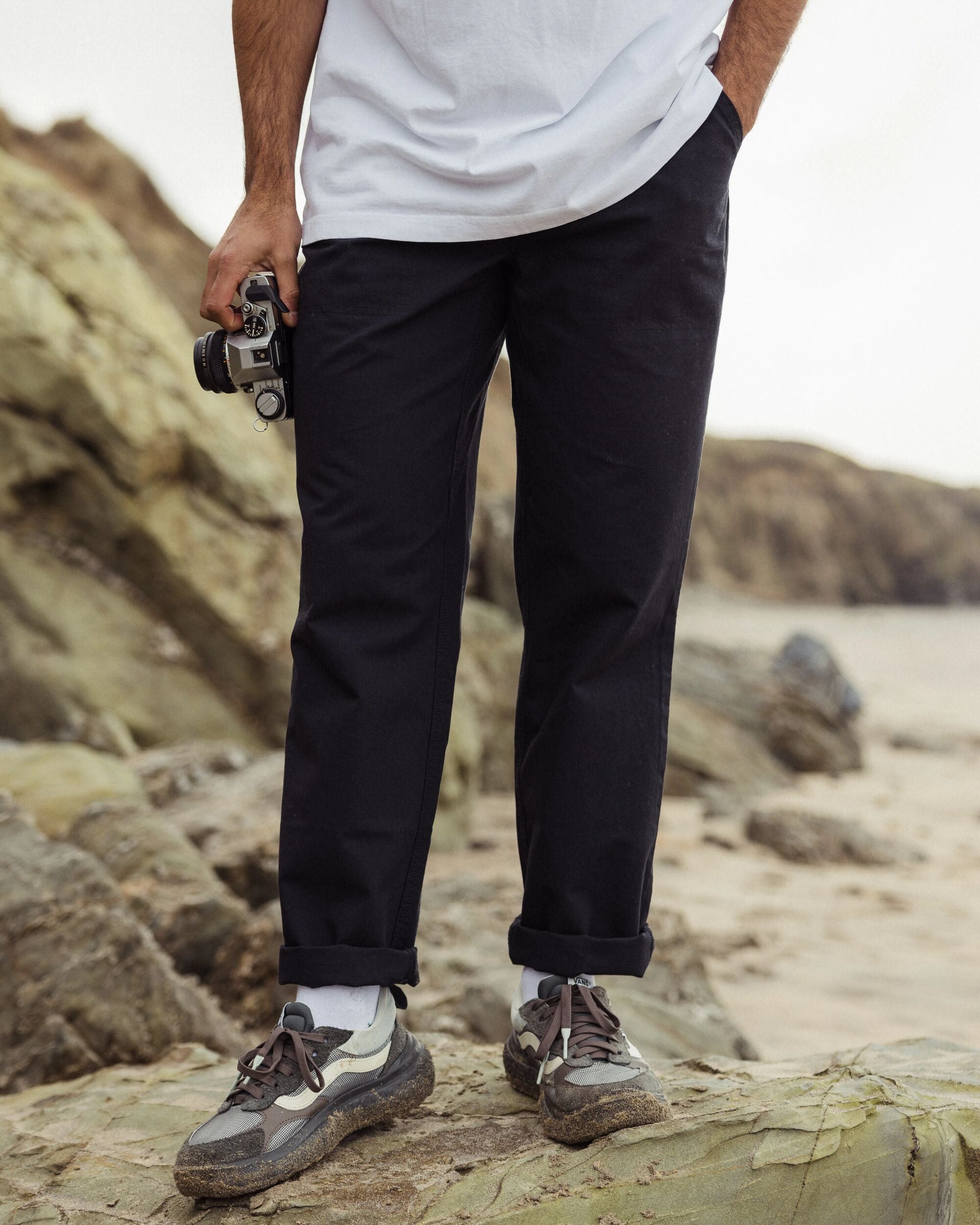 Rif-Raf Organic Cotton Ripstop Trouser - Black - Lifestyle