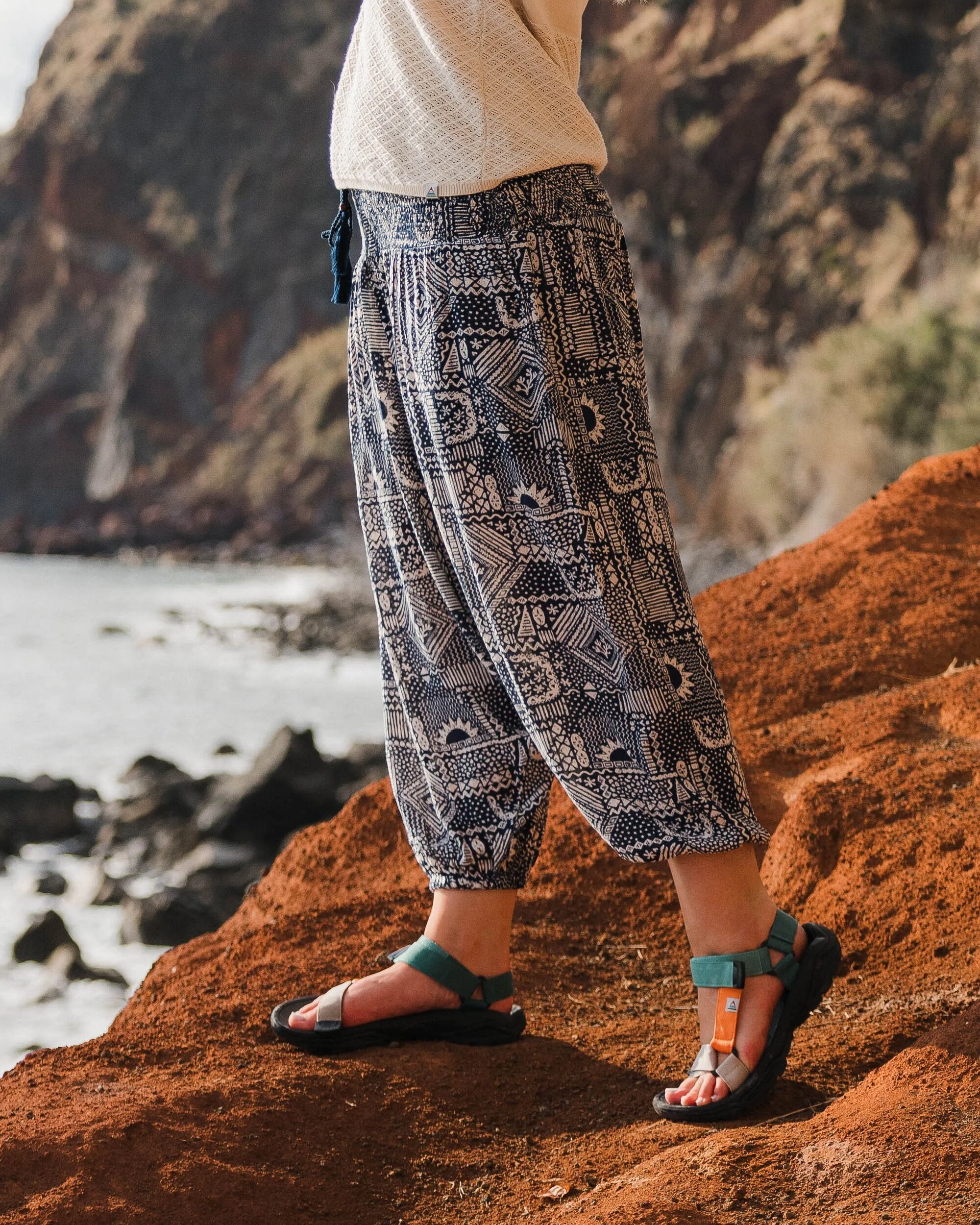 Daylily Loose Trouser - Vintage Patchwork Navy - Lifestyle