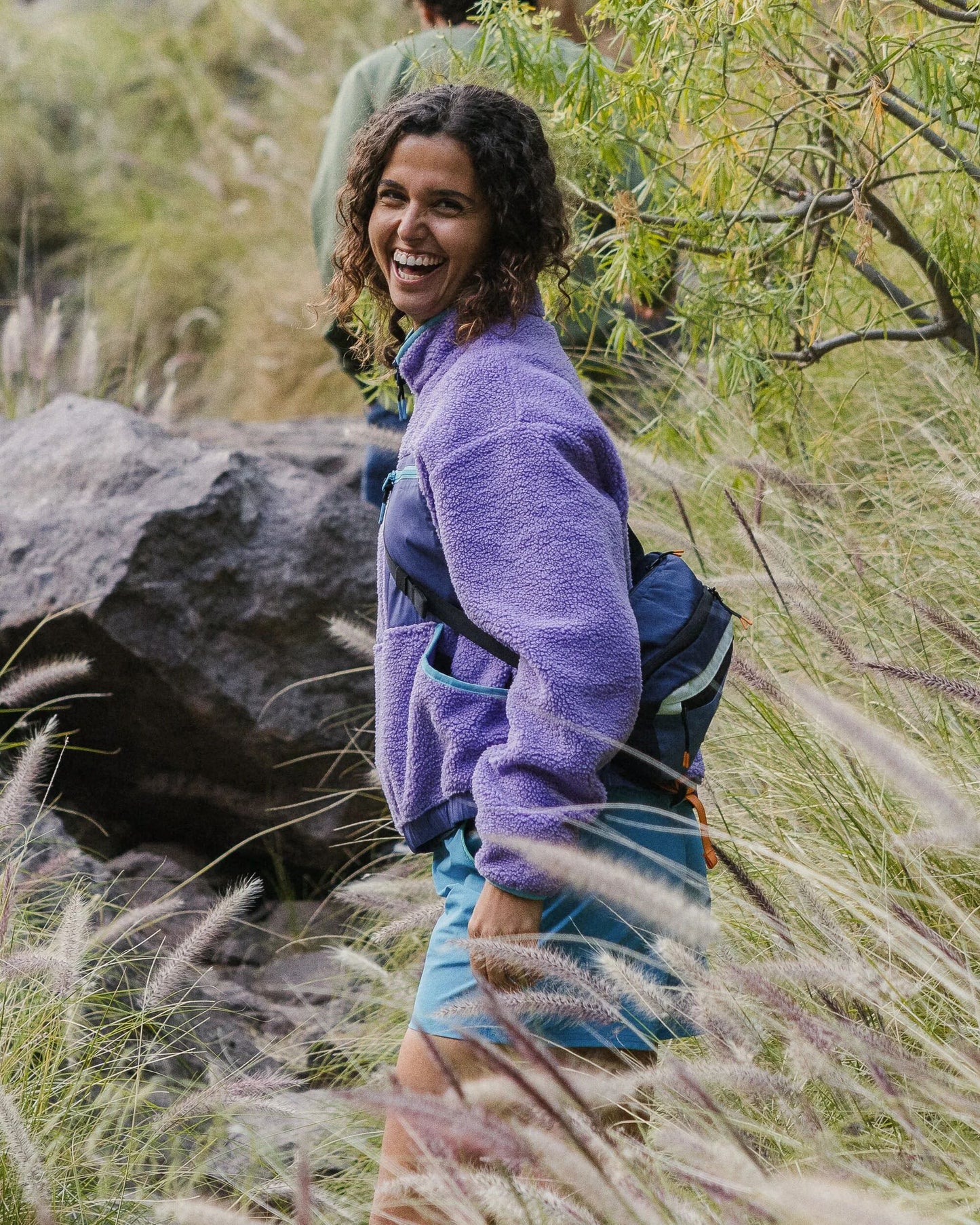 Ravi Recycled Sherpa Fleece - Retro Purple - Lifestyle