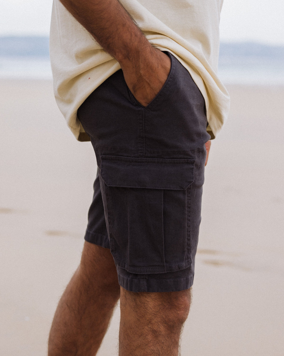 Lakeside Cargo Cotton Short - Faded Black - Lifestyle