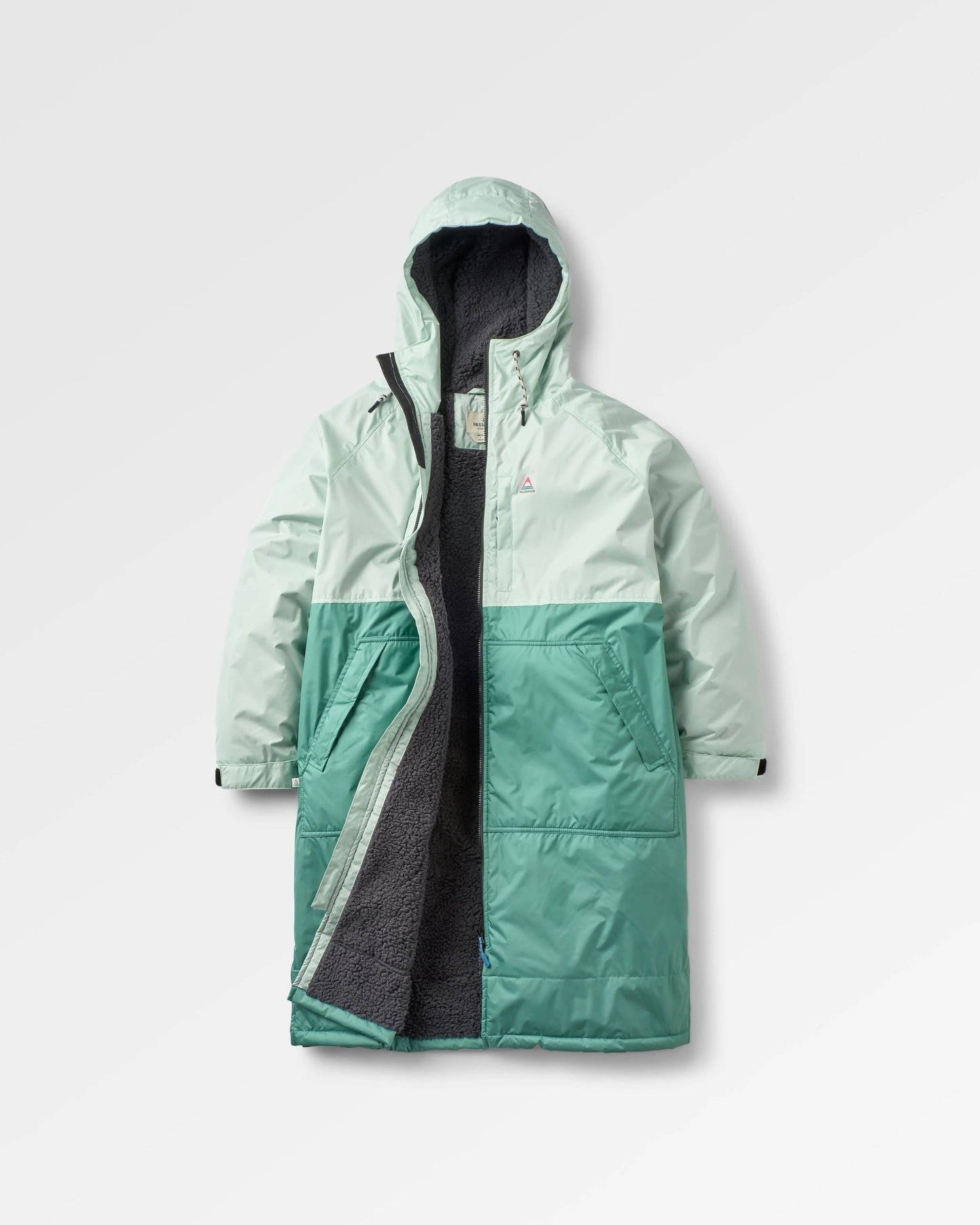 Waves Recycled Sherpa Lined Changing Robe - Spearmint/Deep Ocean