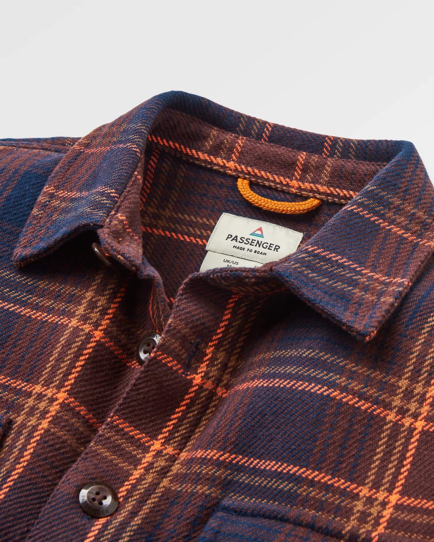 Island Heavy Twill Shirt - Rich Navy/Espresso Check - Flatlay