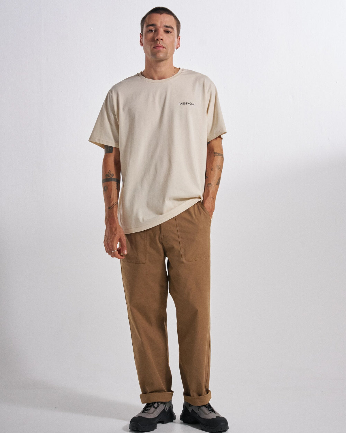 Cutout Cotton T-Shirt - Birch - Studio Model