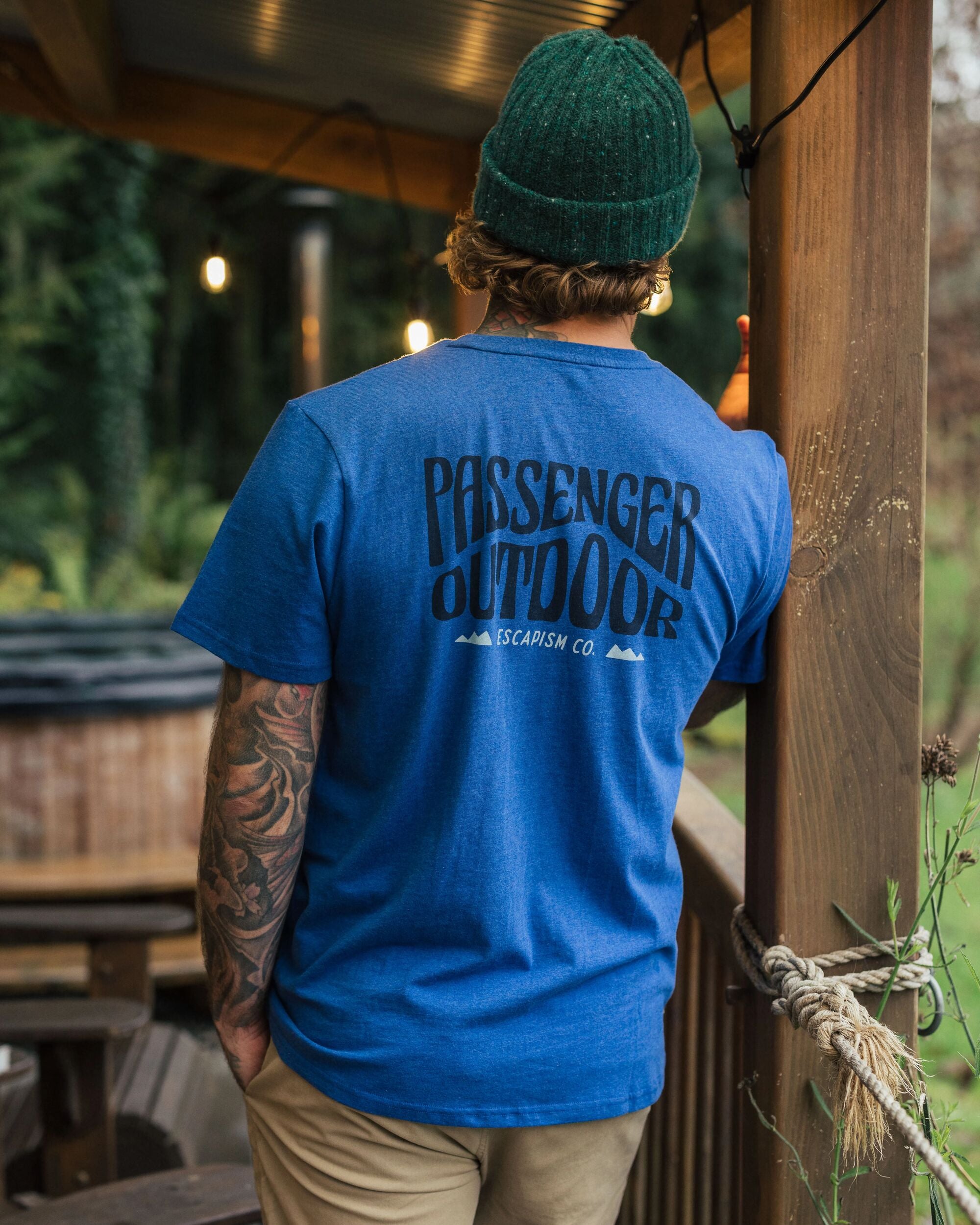 Yuca Organic Cotton T-Shirt - Azure Blue Marl - Lifestyle