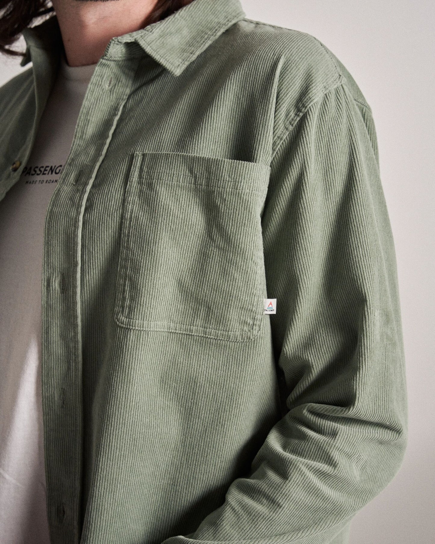 Backcountry Cord Shirt - Pistachio - Studio Model