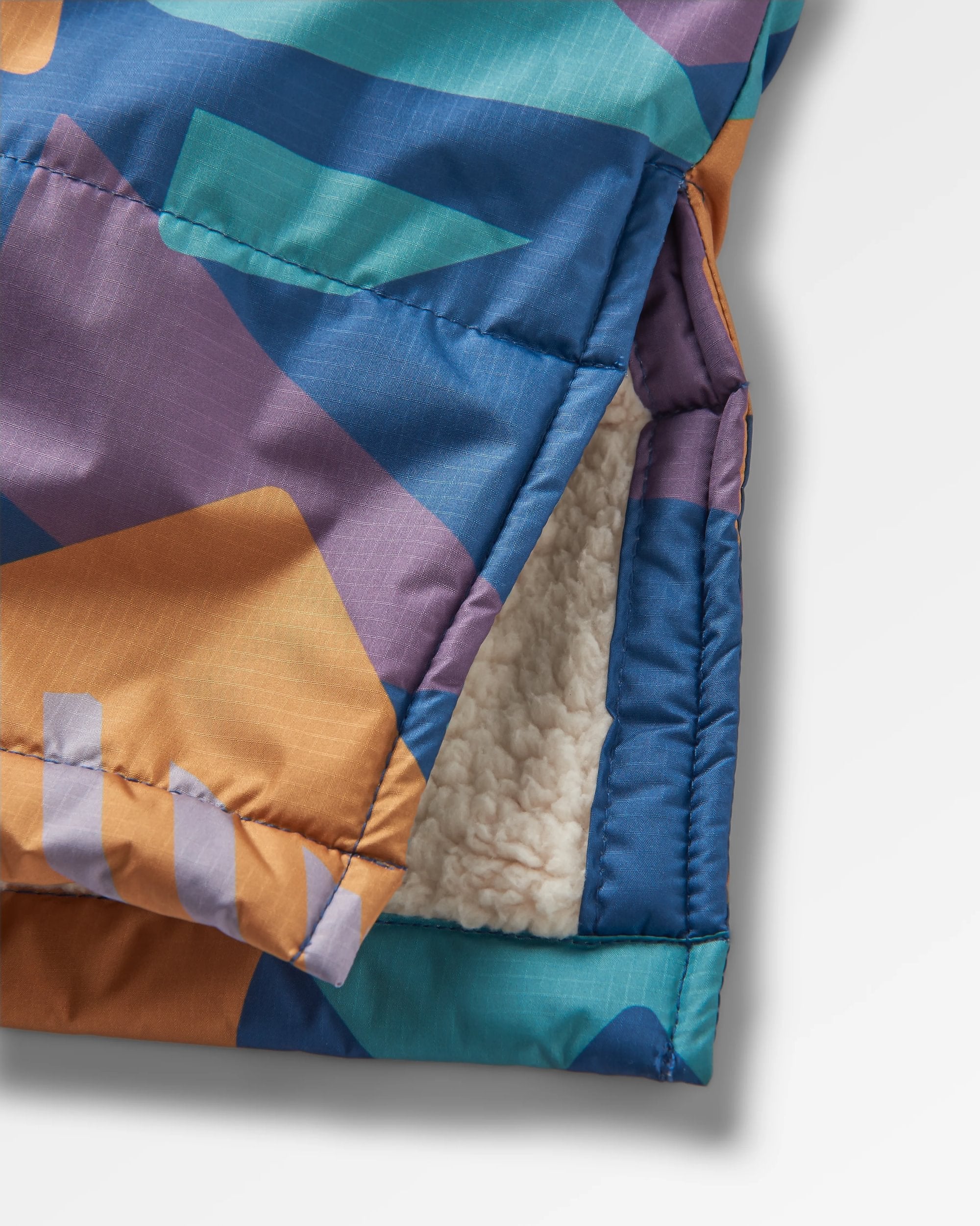 Waves Recycled Sherpa Lined Changing Robe - Deep Blue Camo Pattern - Flatlay