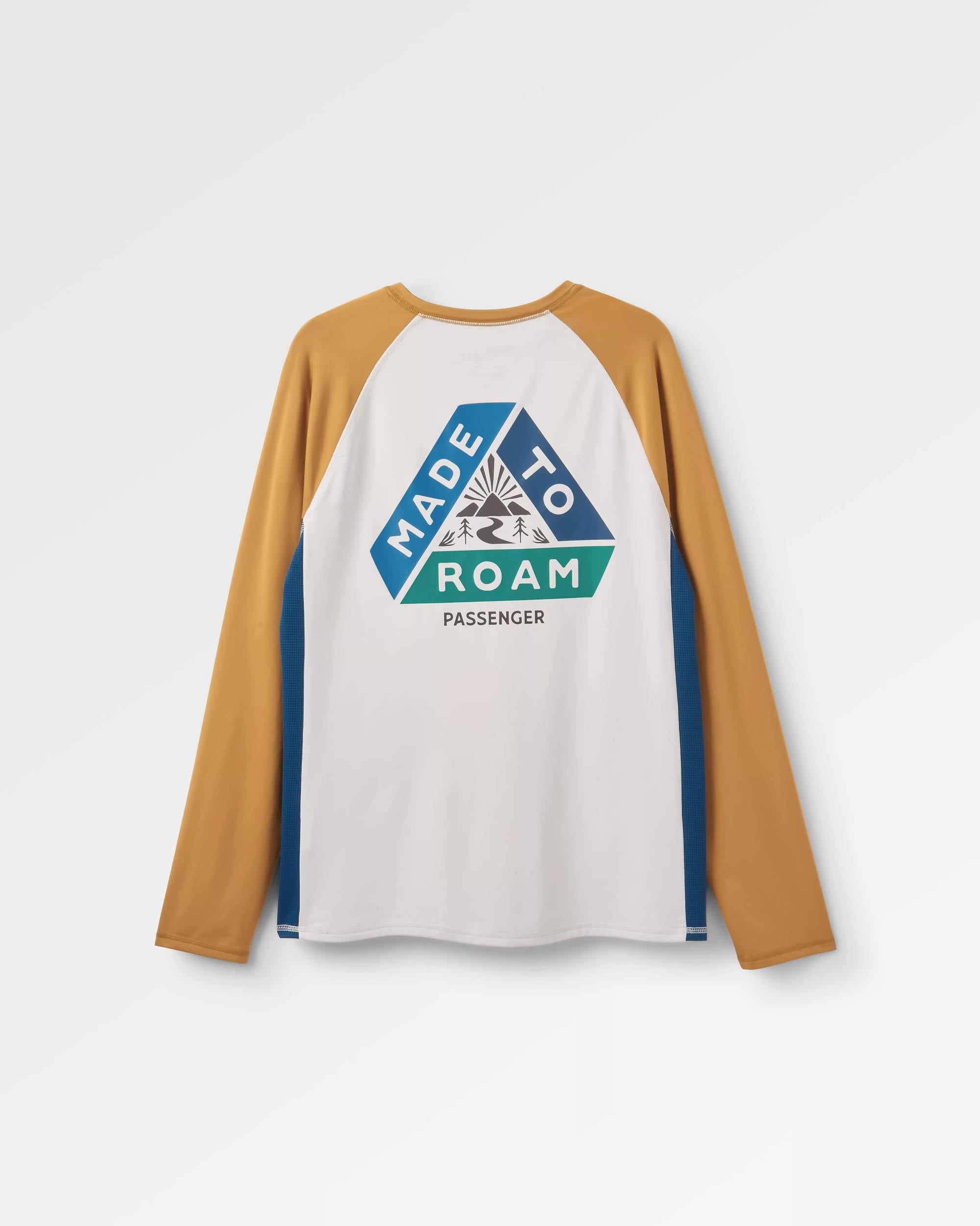 Range Recycled Active LS T-shirt - Dusty Ochre/ Vintage White - Flatlay