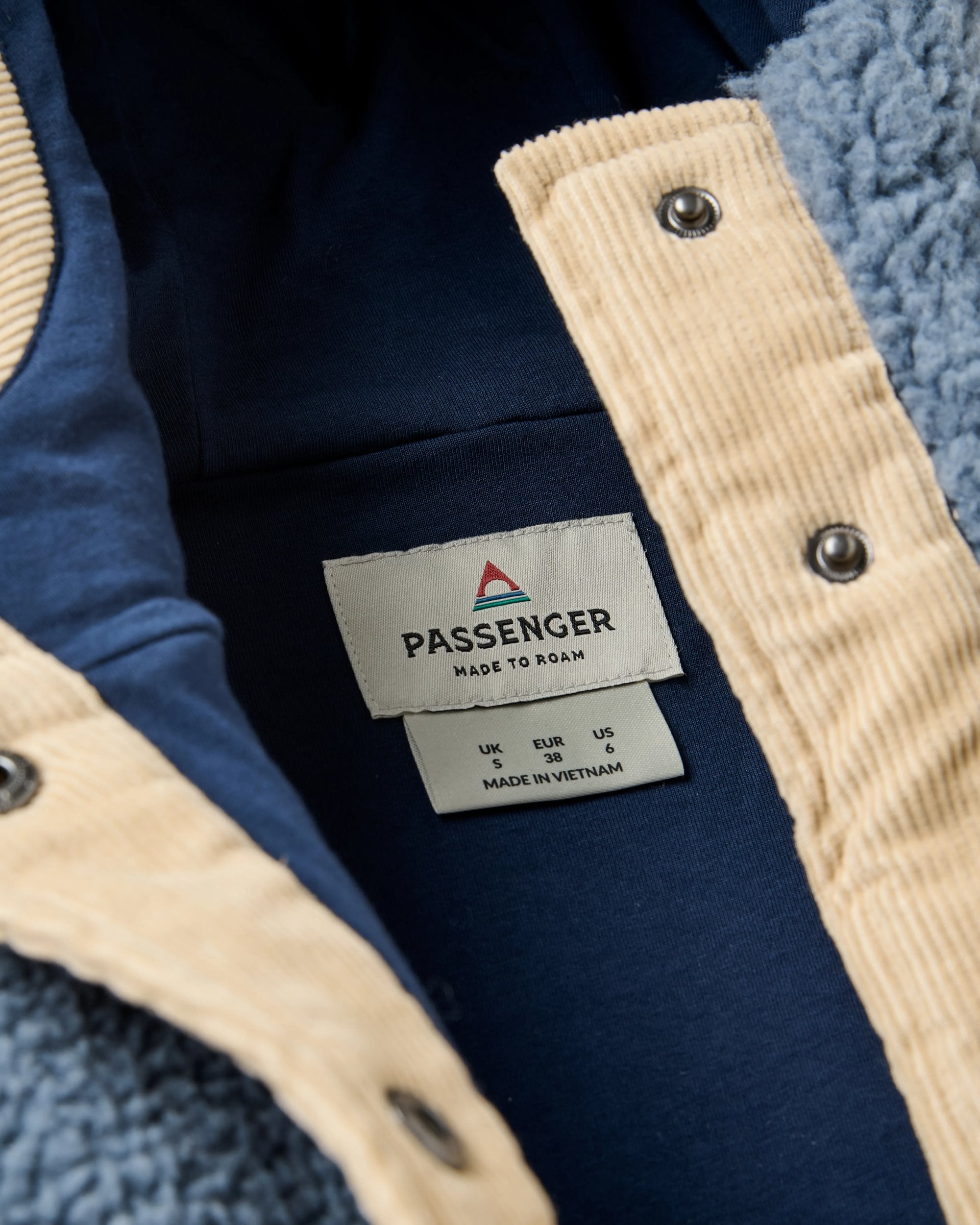 Clover Recycled Sherpa Hooded Fleece - Stormy Blue - Flatlay