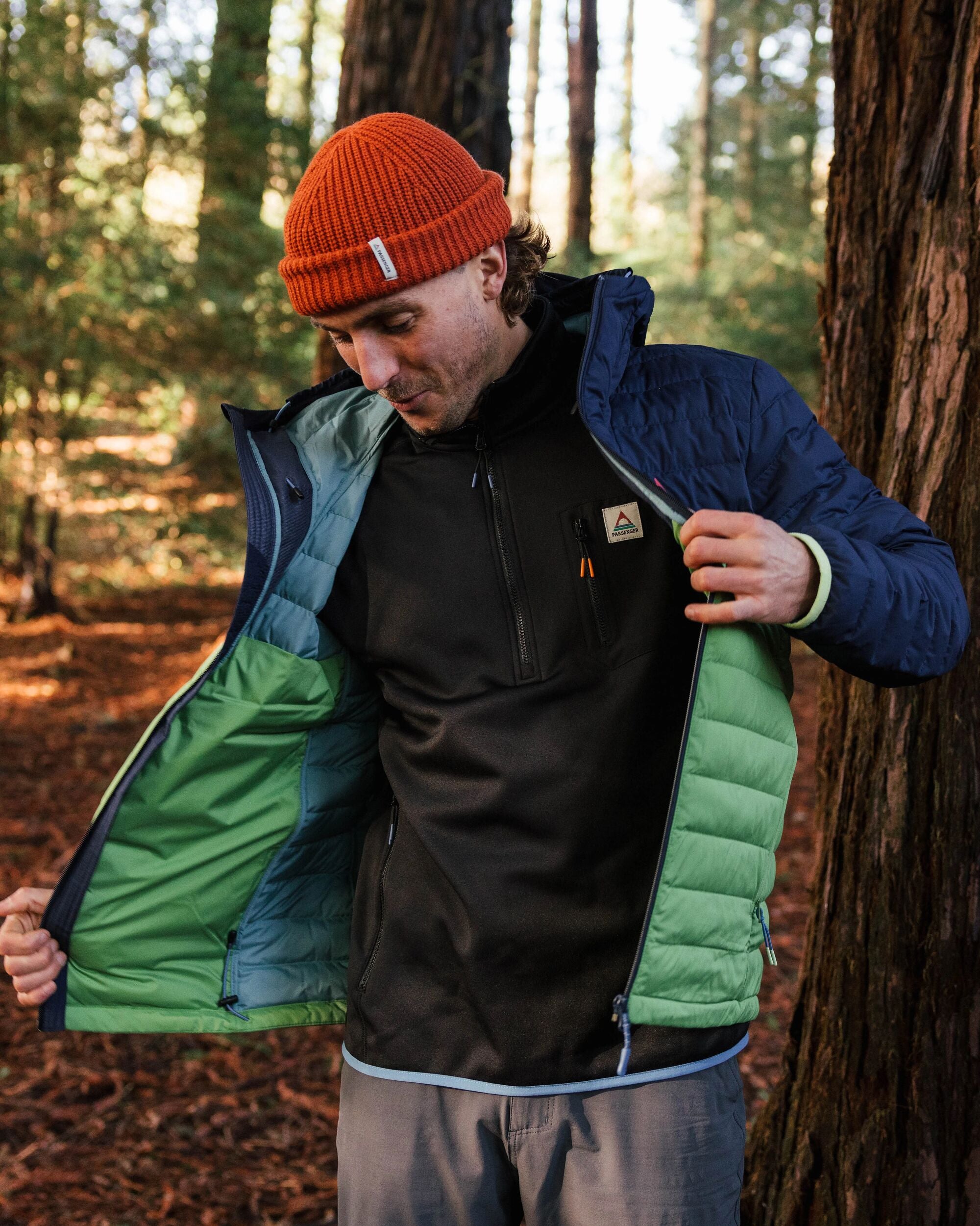 Ashland Down Recycled Jacket - Rich Navy/Pear Green - Lifestyle