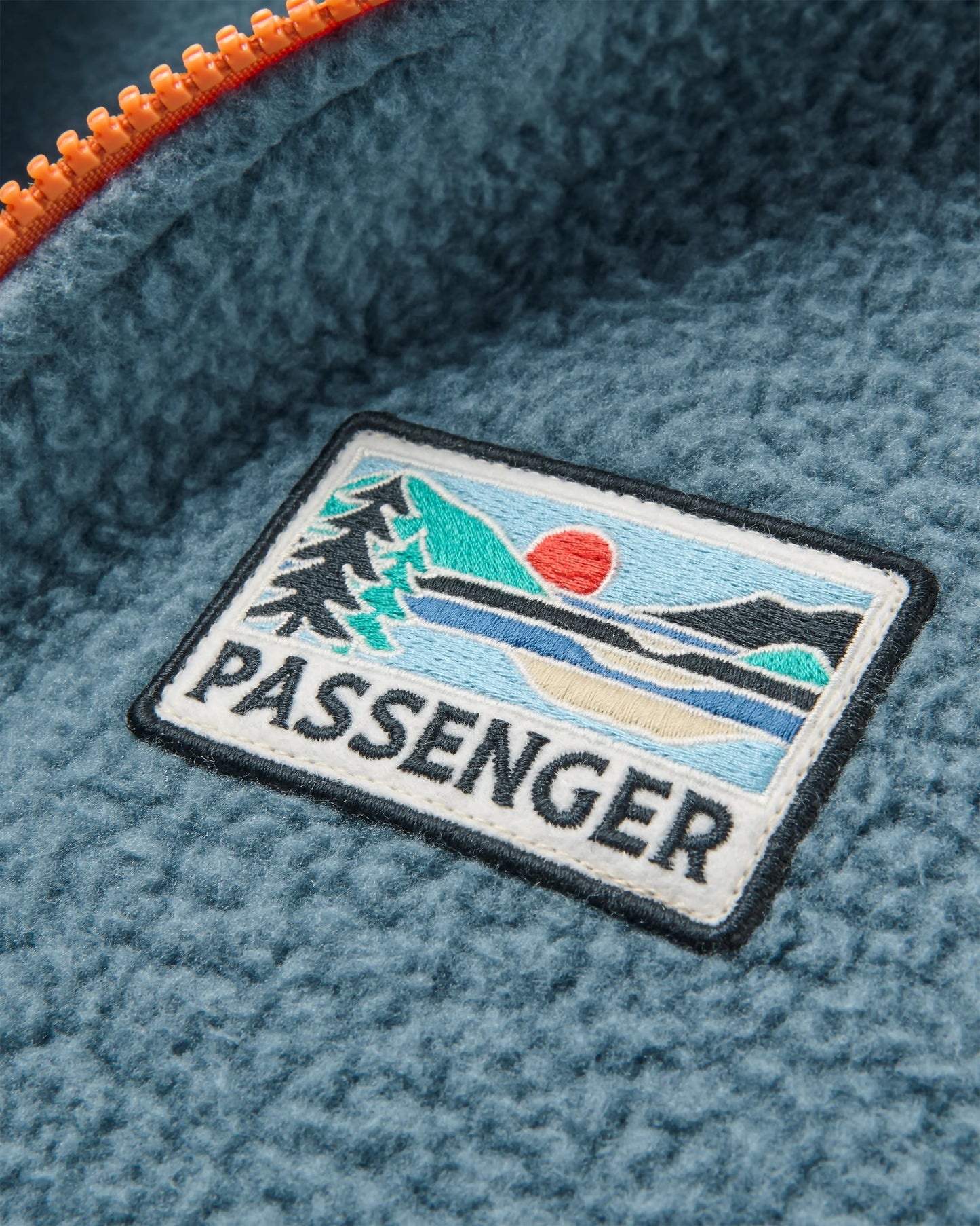 Maine 1/2 Zip Recycled Sherpa Fleece - Stormy Blue/Dark Denim - Flatlay