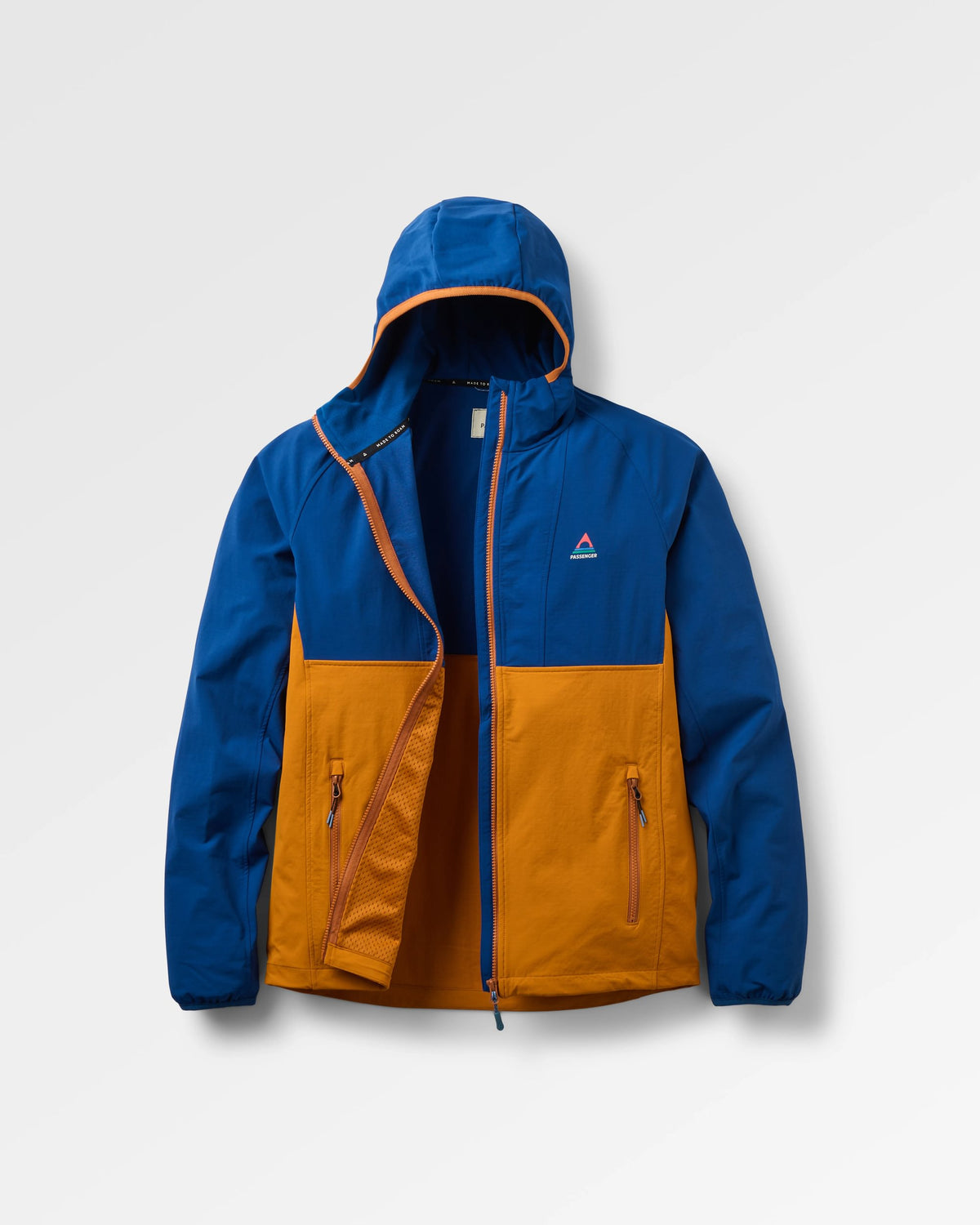 Trailscape Men's Lightweight Softshell Jacket - Blue Navy/Retro Orange - Flatlay