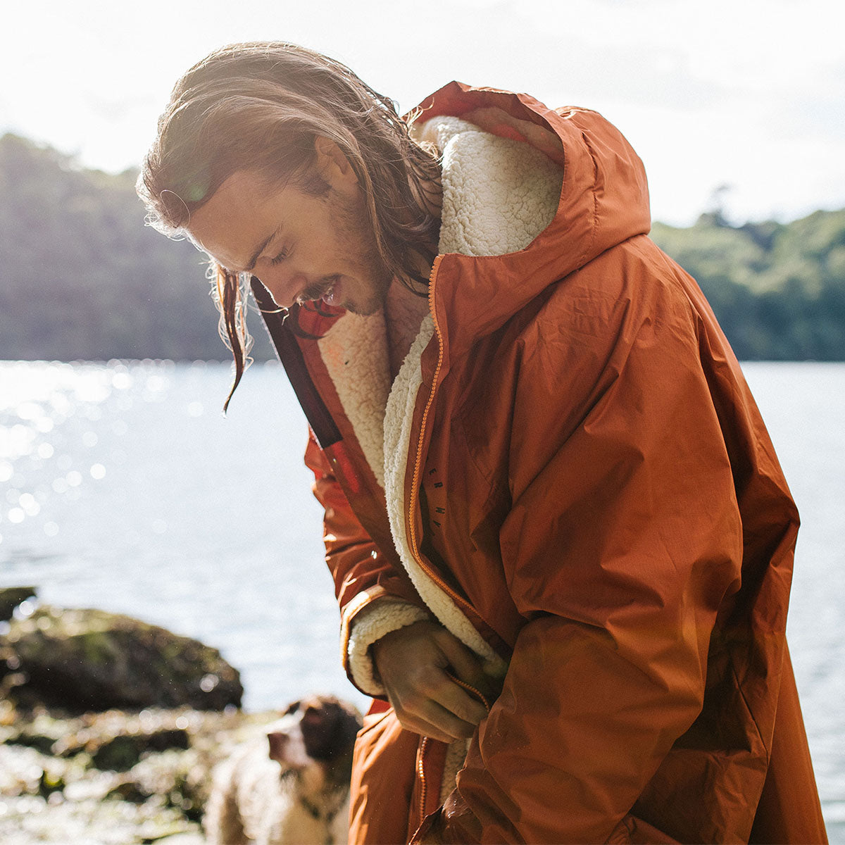 Escapism Recycled Sherpa Lined Changing Robe - Rust - Lifestyle - Male
