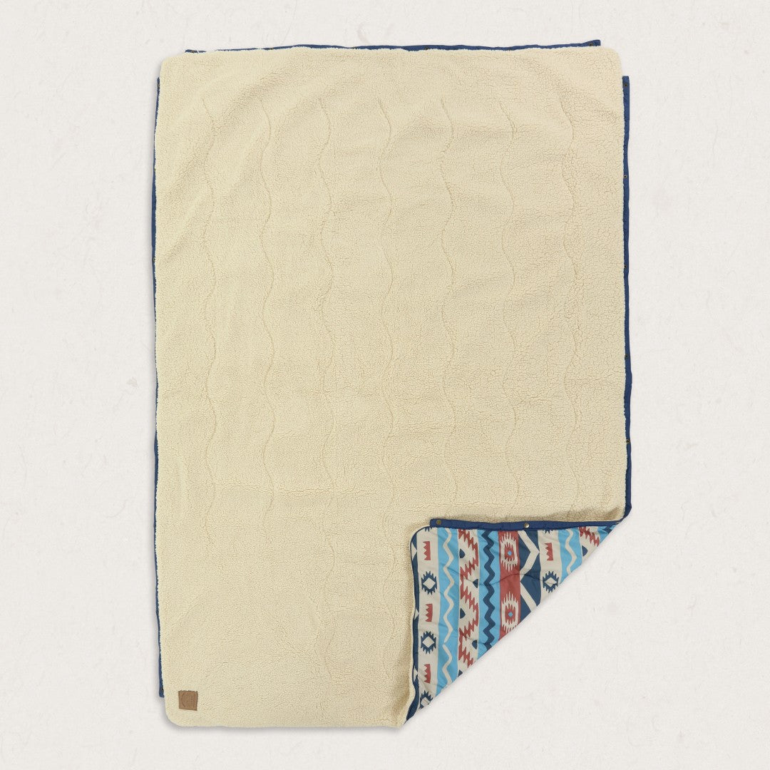 Nomadic Recycled Sherpa Blanket - Multi Geo Stripe Coral