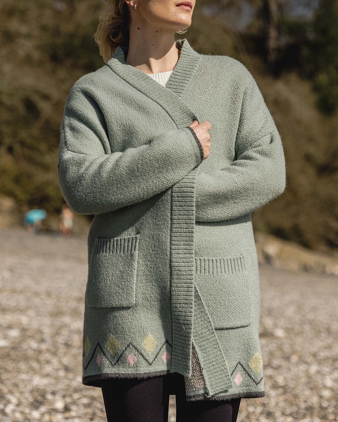 Leif Recycled Yarn Cardigan - Pistachio