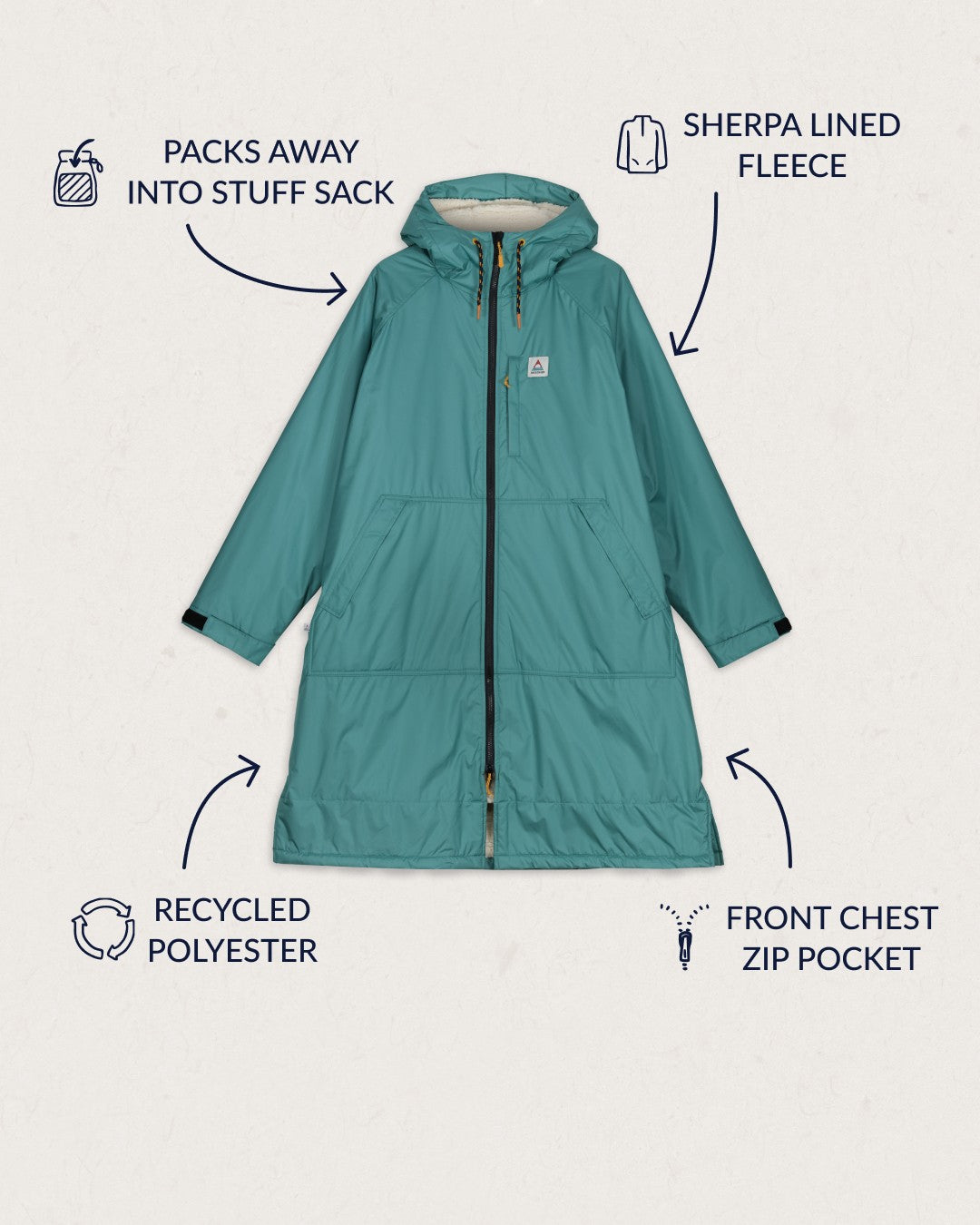 Womens_Waves Recycled Sherpa Lined Changing Robe - Deep Sea