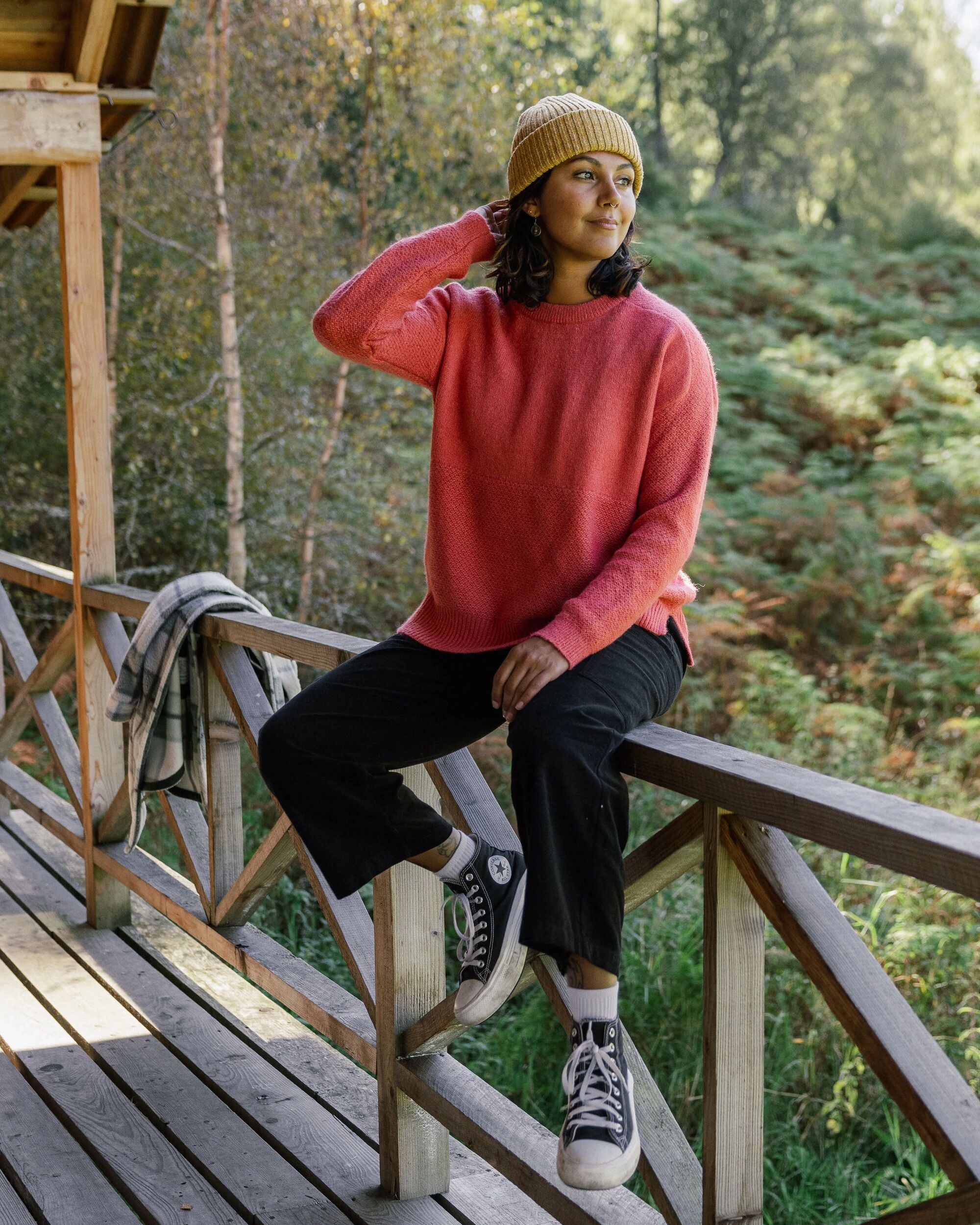 Someday Organic Cotton Corduroy Cropped Trouser - Black - Lifestyle