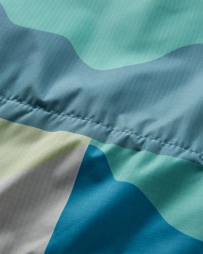 Waves Recycled Sherpa Lined Changing Robe - Vista Patchwork Aqua - Flatlay