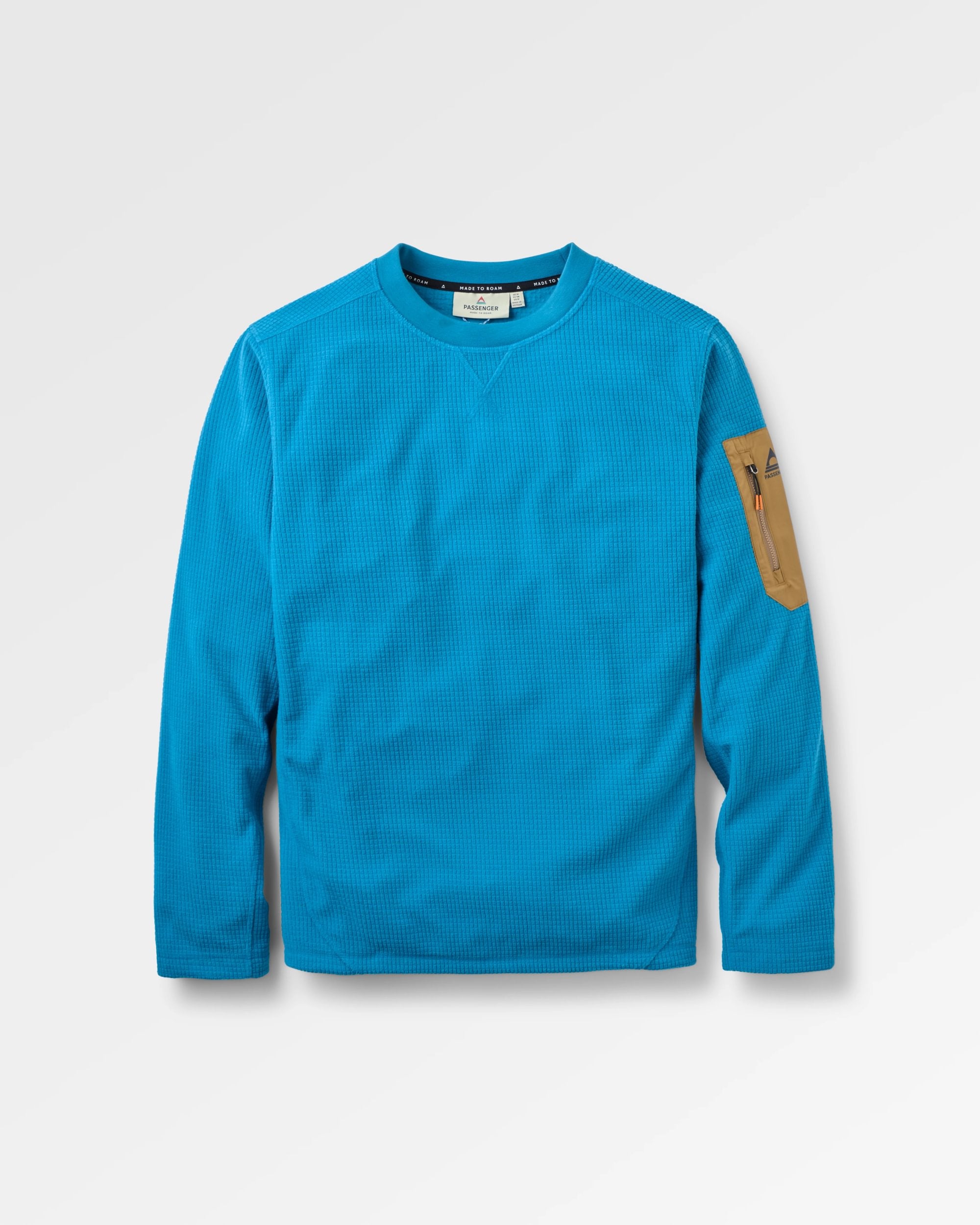 Forestscape Grid Fleece Crew - Blue Steel - Flatlay