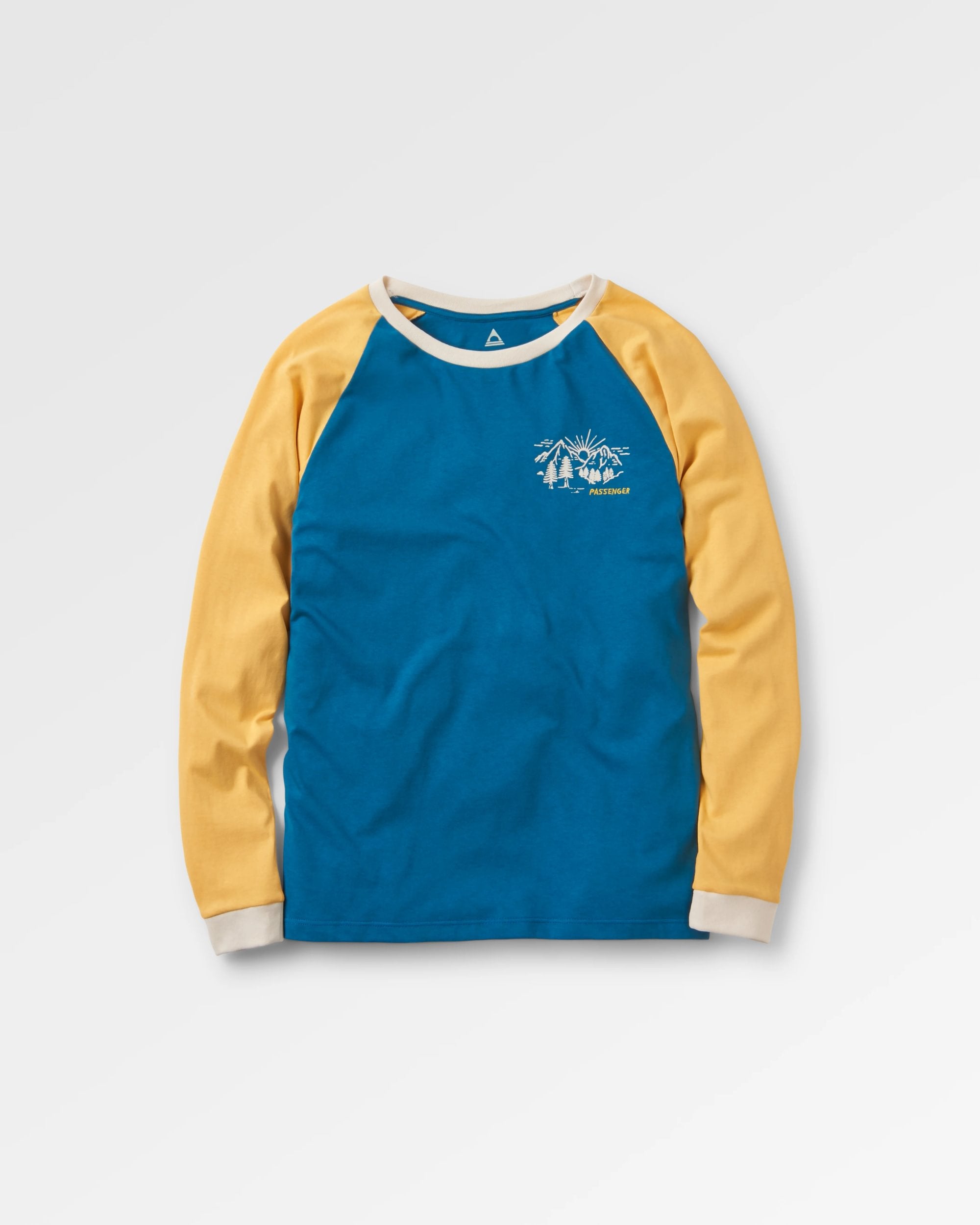 Riser Recycled Cotton LS T-Shirt - Blue Coral - Flatlay