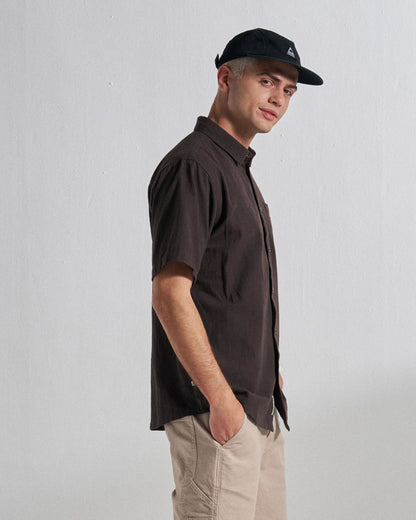 Chill Textured Short Sleeve Shirt - Espresso - Studio Model