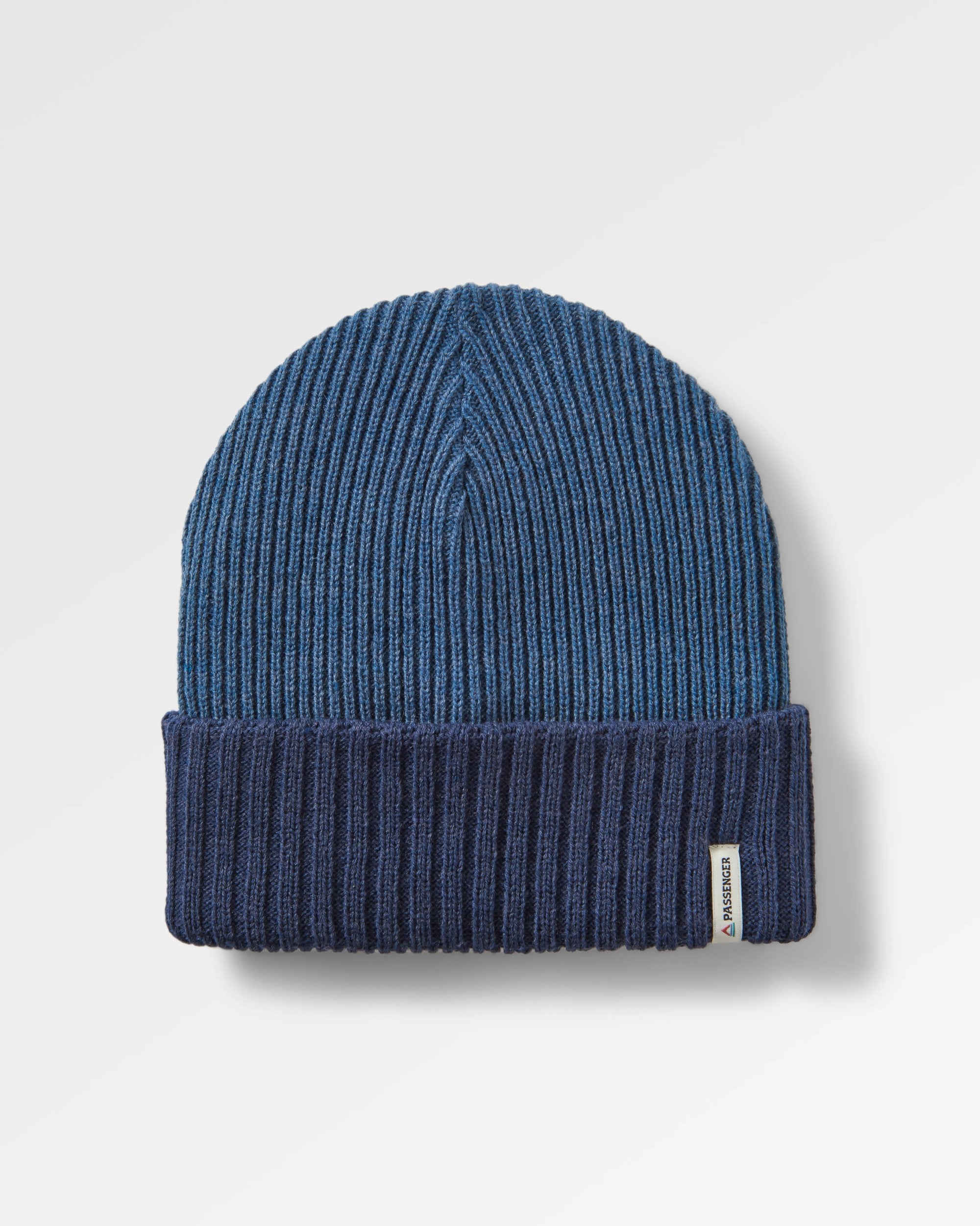 Outlook Recycled Beanie - Rich Navy/Dark Denim - Flatlay