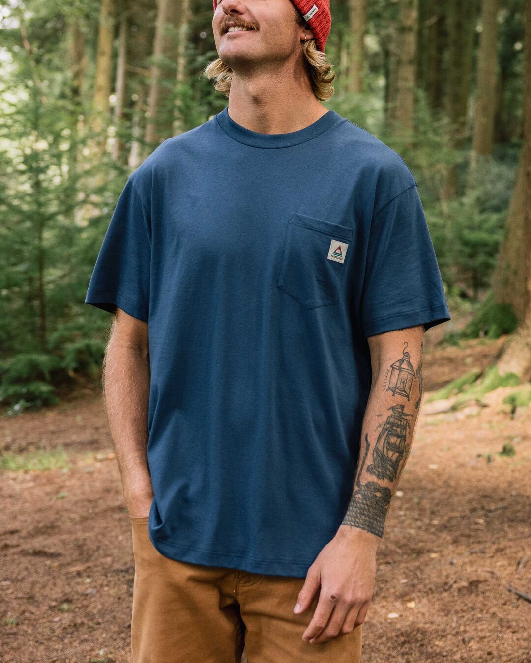 Heritage Organic Relaxed Fit T-Shirt - Dark Denim - Lifestyle