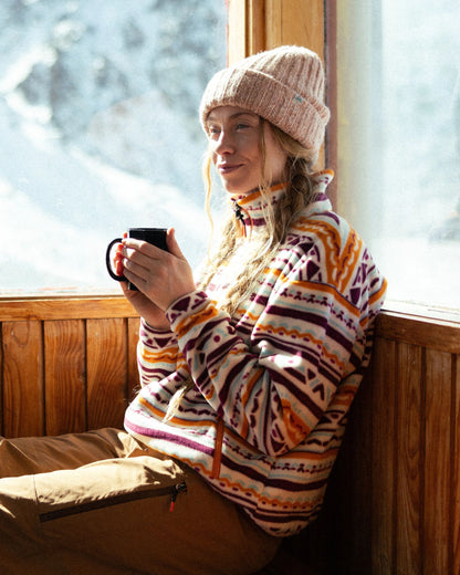 Ayla Recycled Micro Polartec® Fleece - Geo Tracks Birch - Lifestyle