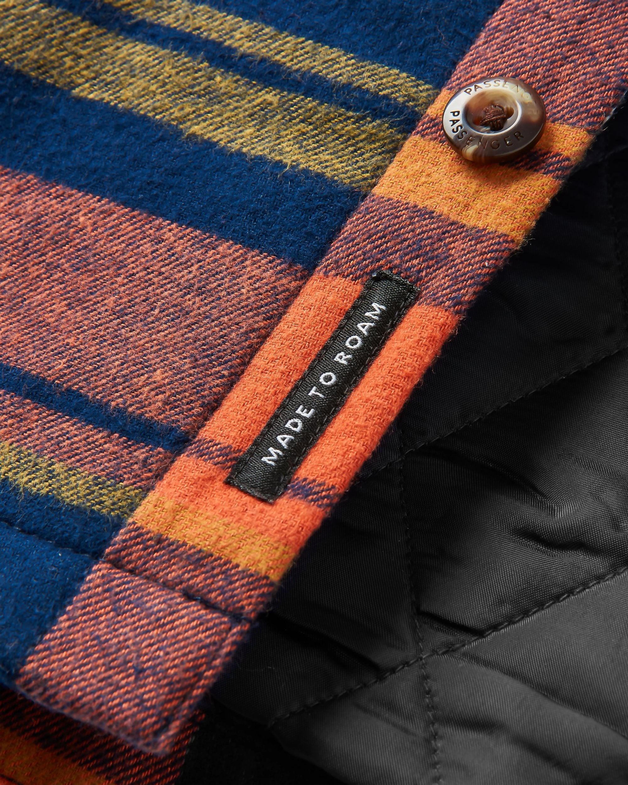 Sherwood Check Hooded Overshirt - Rich Navy/Burnt Orange - Flatlay