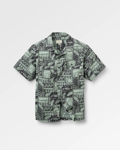 Acreage Organic Cotton Shirt - Patchwork Faded Black - Flatlay