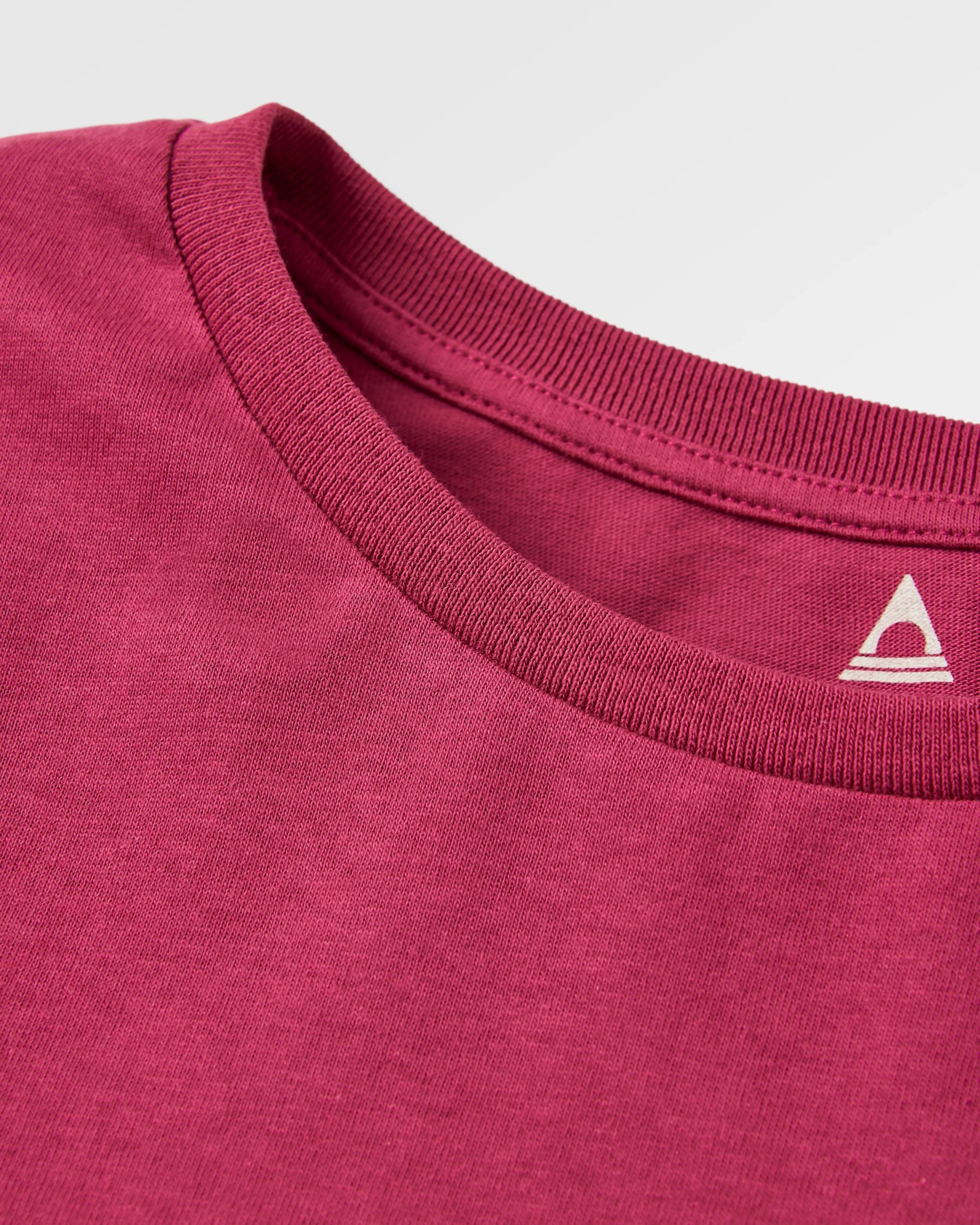 Woodcut Recycled Cotton LS T-Shirt - Cranberry - Flatlay