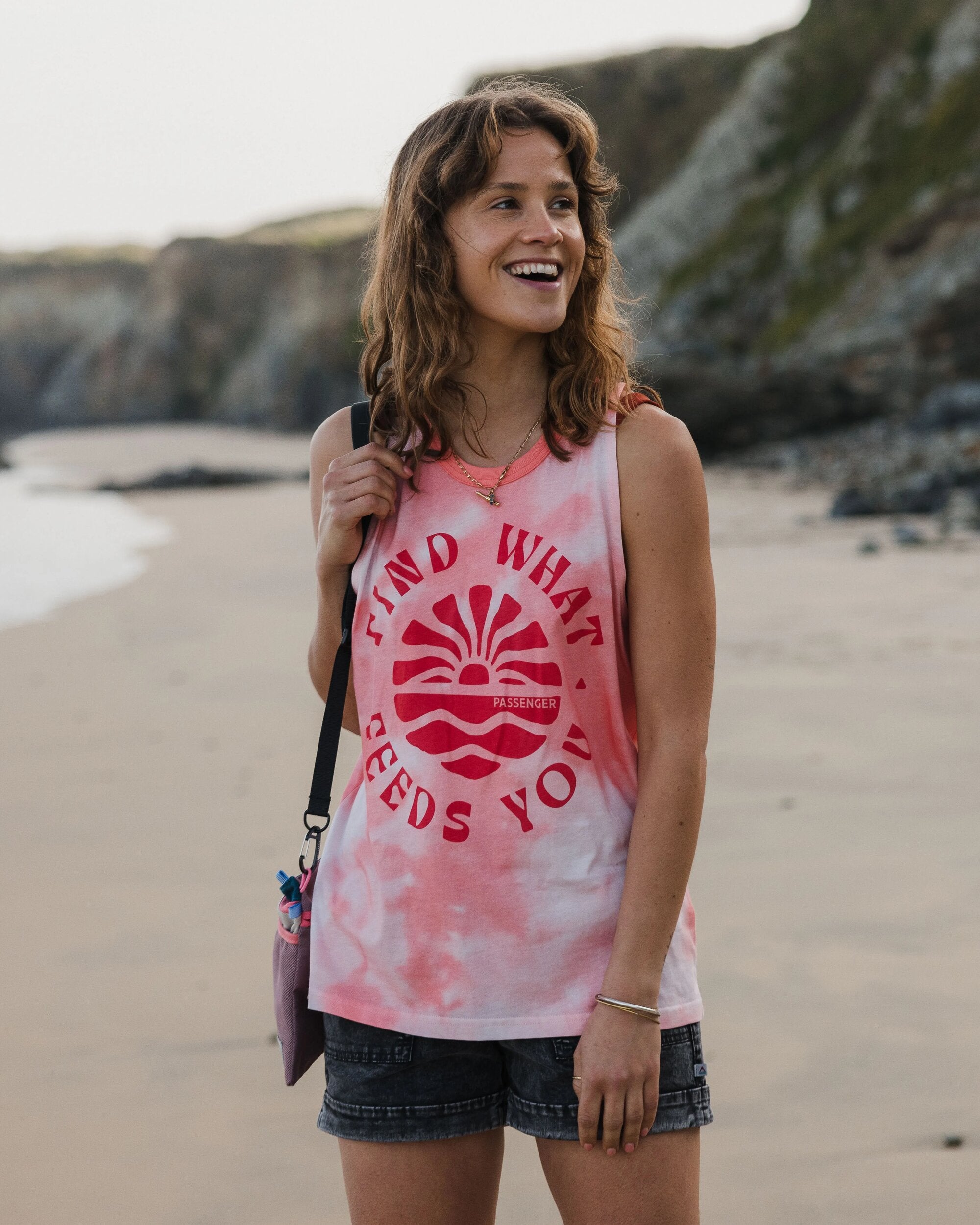 Discovery Organic Cotton Vest - Tie Dye Shell Pink - Lifestyle