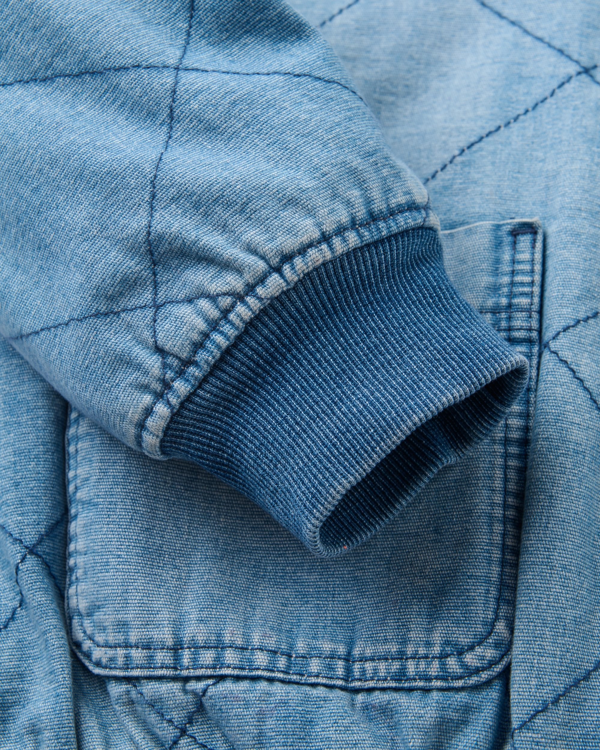 Lucia Sherpa Lined Denim Bomber Jacket - Denim Blue - Flatlay