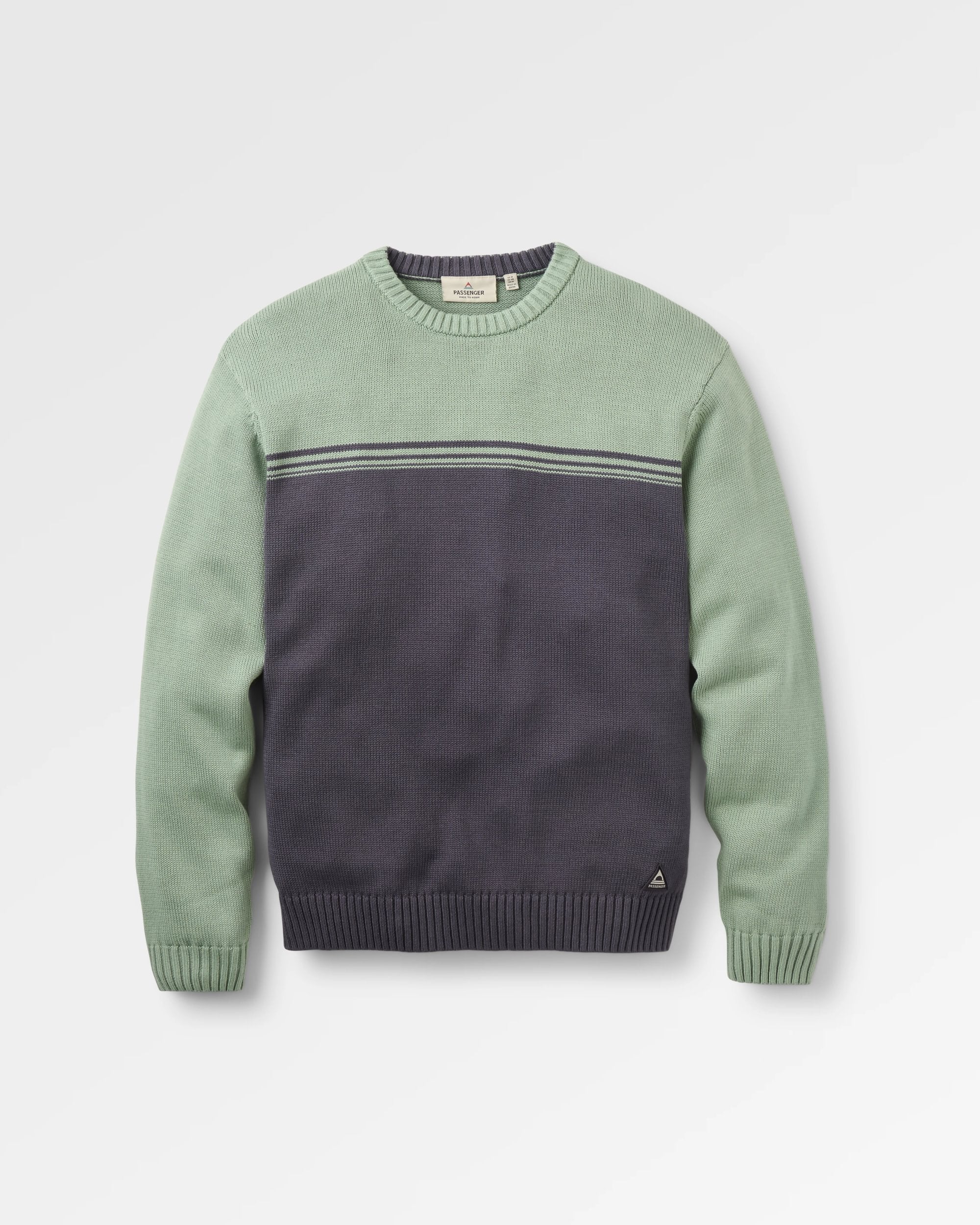 Wald Knitted Jumper - Pistachio/Charcoal - Flatlay