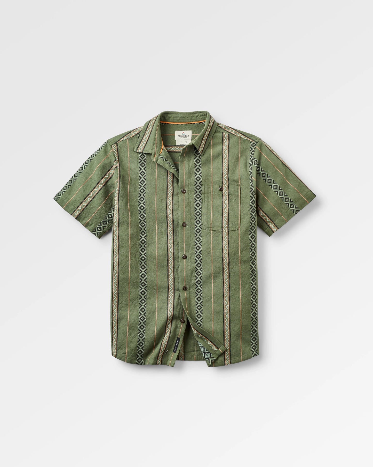 Chill Textured Organic Cotton Short Sleeve Shirt - Wild Green Stripe