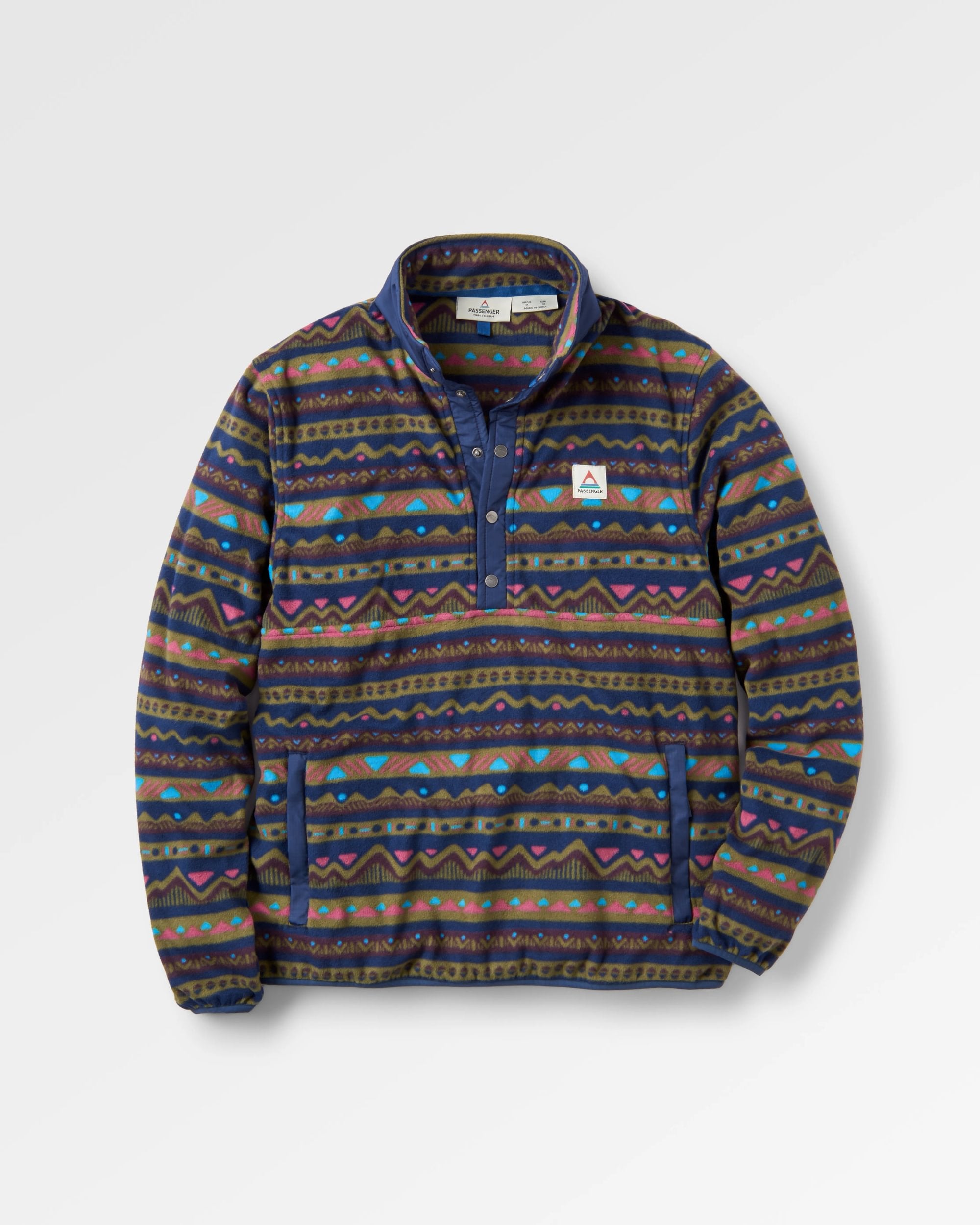 Adrift Recycled Polar Fleece - Mountain Geo Multi - Flatlay