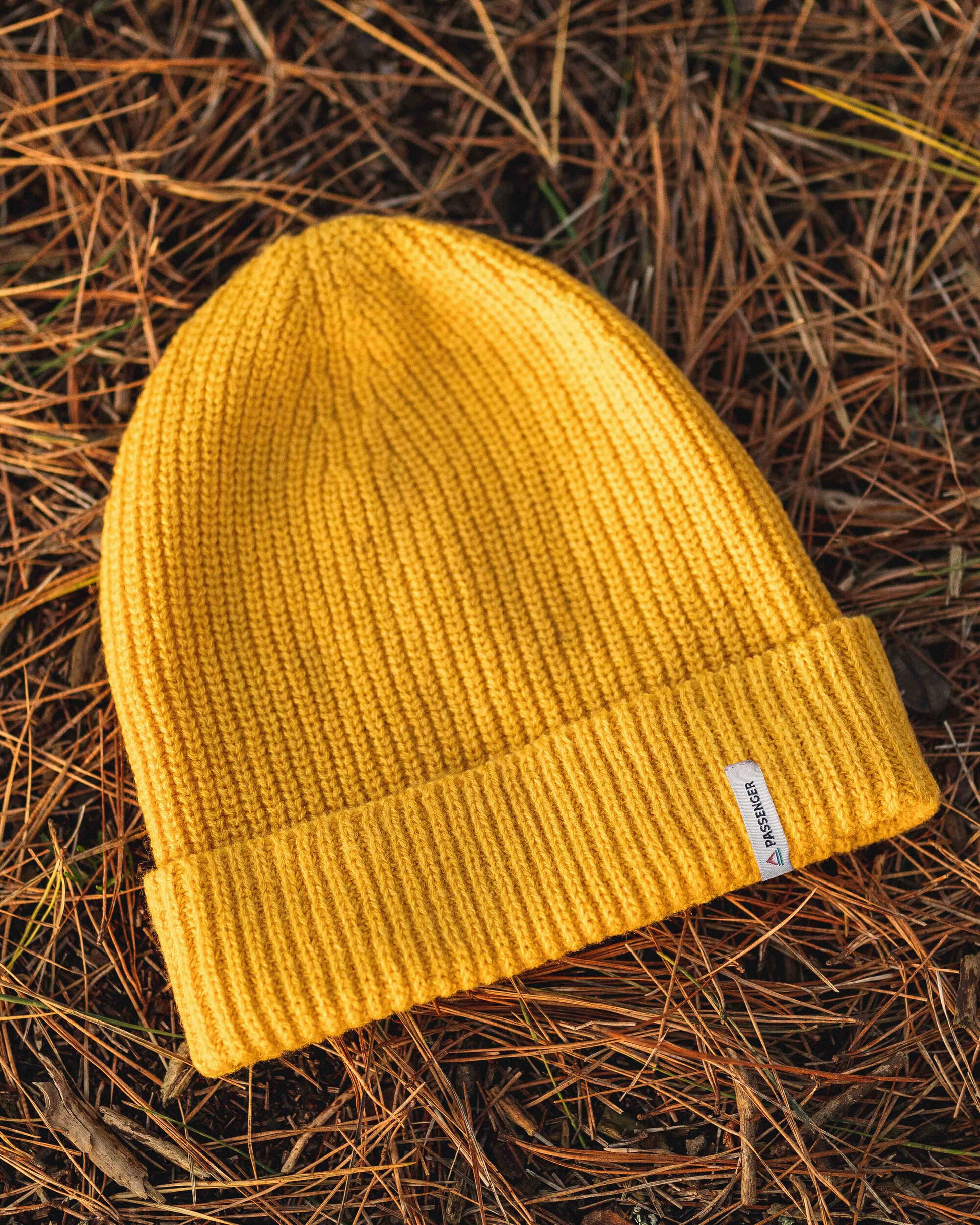 Compass Recycled Beanie - Mustard Yellow - Lifestyle