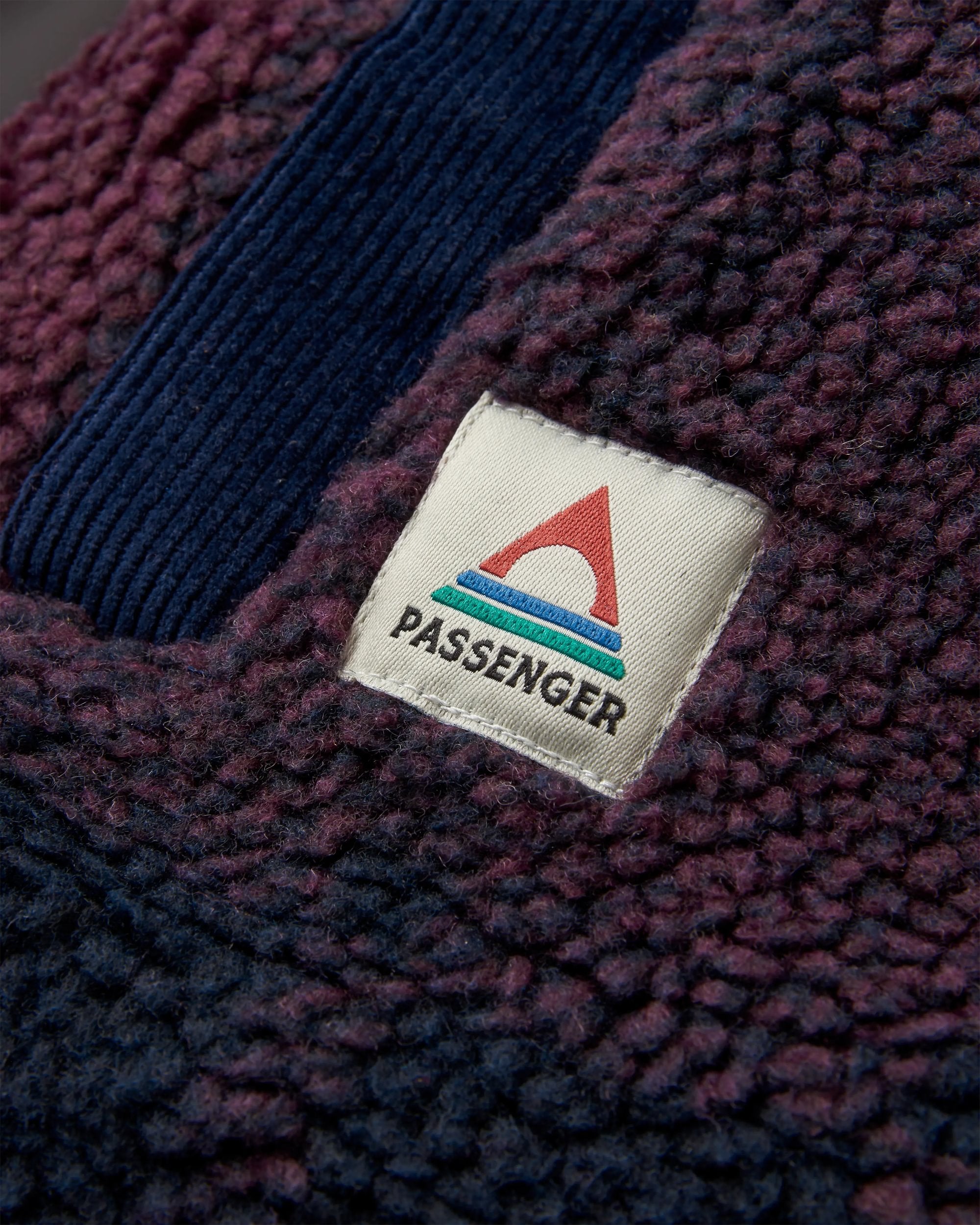 Tawny Recycled Deep-Pile Sherpa Fleece - Deep Plum/Deep Navy Check - Flatlay