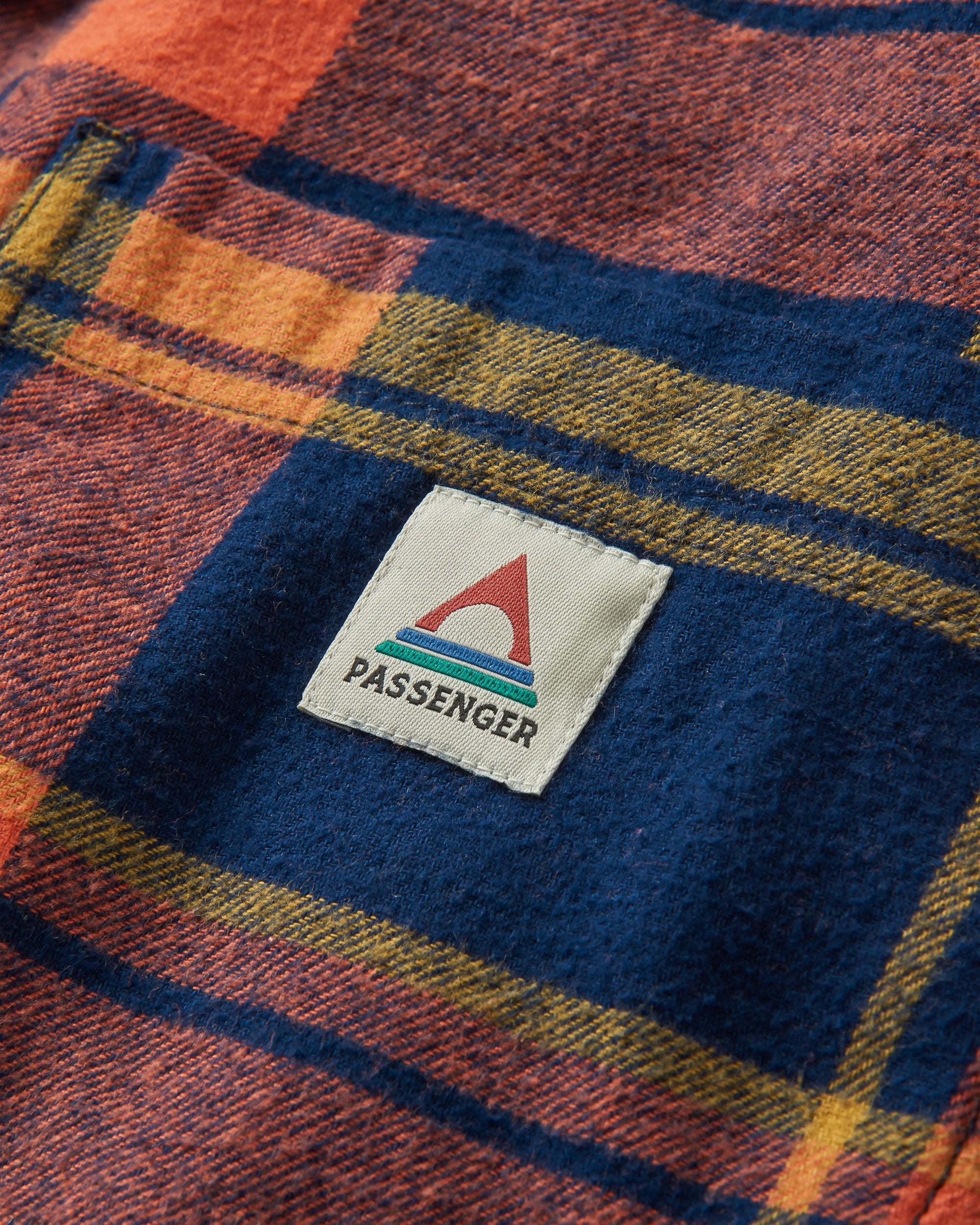 Flint Organic Cotton Overshirt - Rich Navy/Burnt Orange - Flatlay