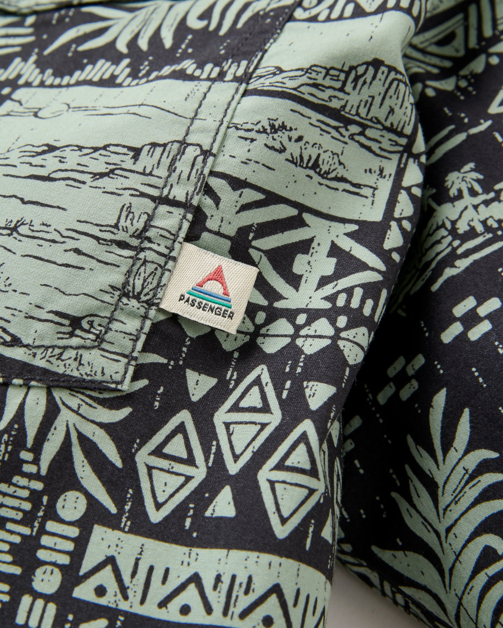 Acreage Organic Cotton Shirt - Patchwork Faded Black - Flatlay