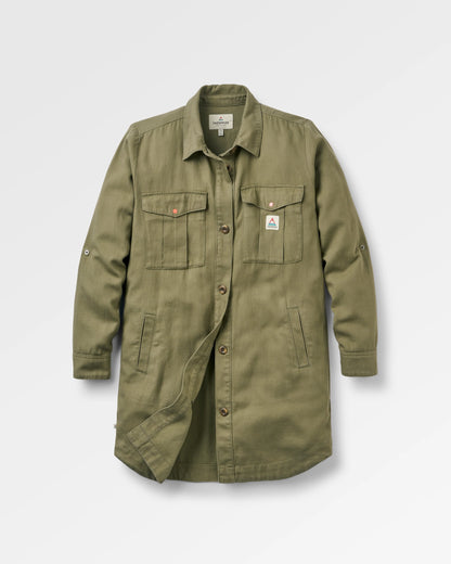 Hydrilla LS Shirt Dress - Dusty Olive - Flatlay