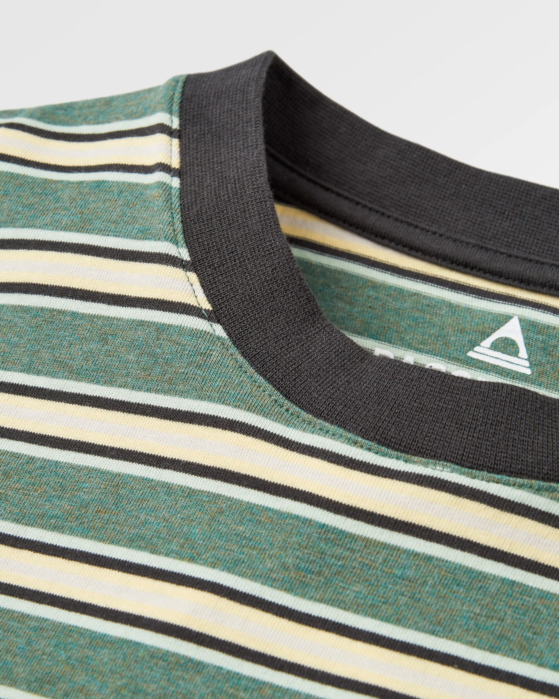 Retro Recycled Cotton Relaxed Fit T-Shirt - Deep Ocean Multi Stripe - Flatlay