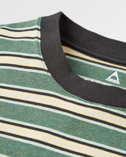Retro Recycled Cotton Relaxed Fit T-Shirt - Deep Ocean Multi Stripe - Flatlay